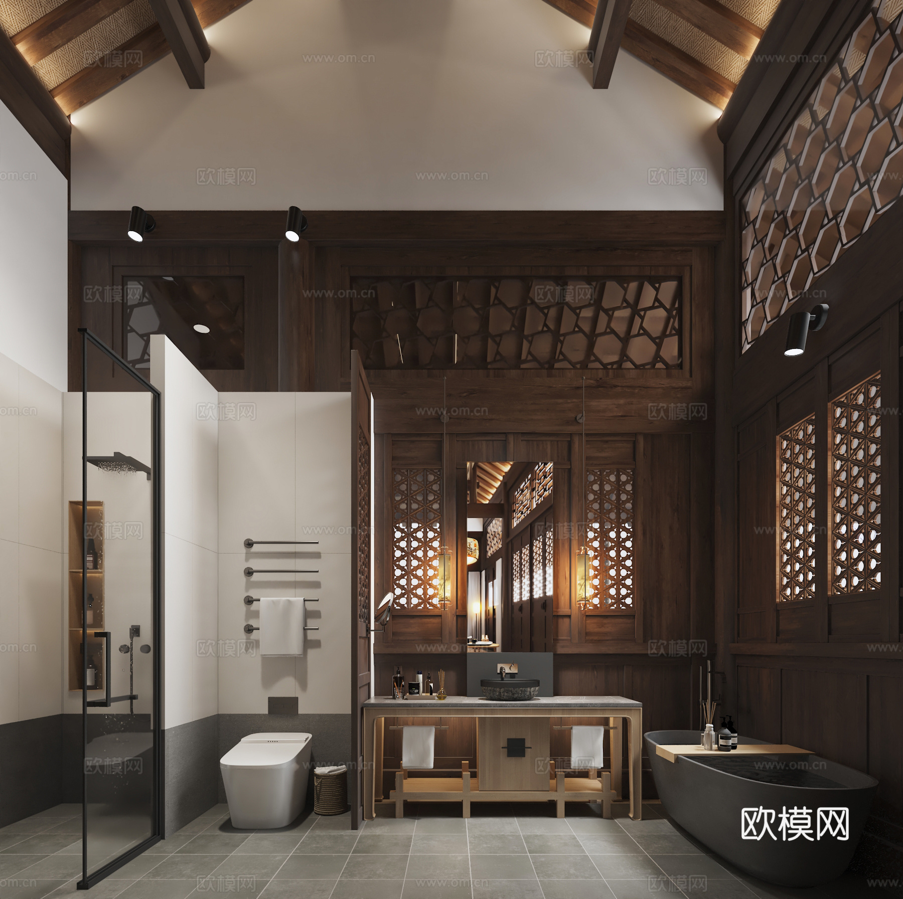 现代民宿酒店卫生间3d模型