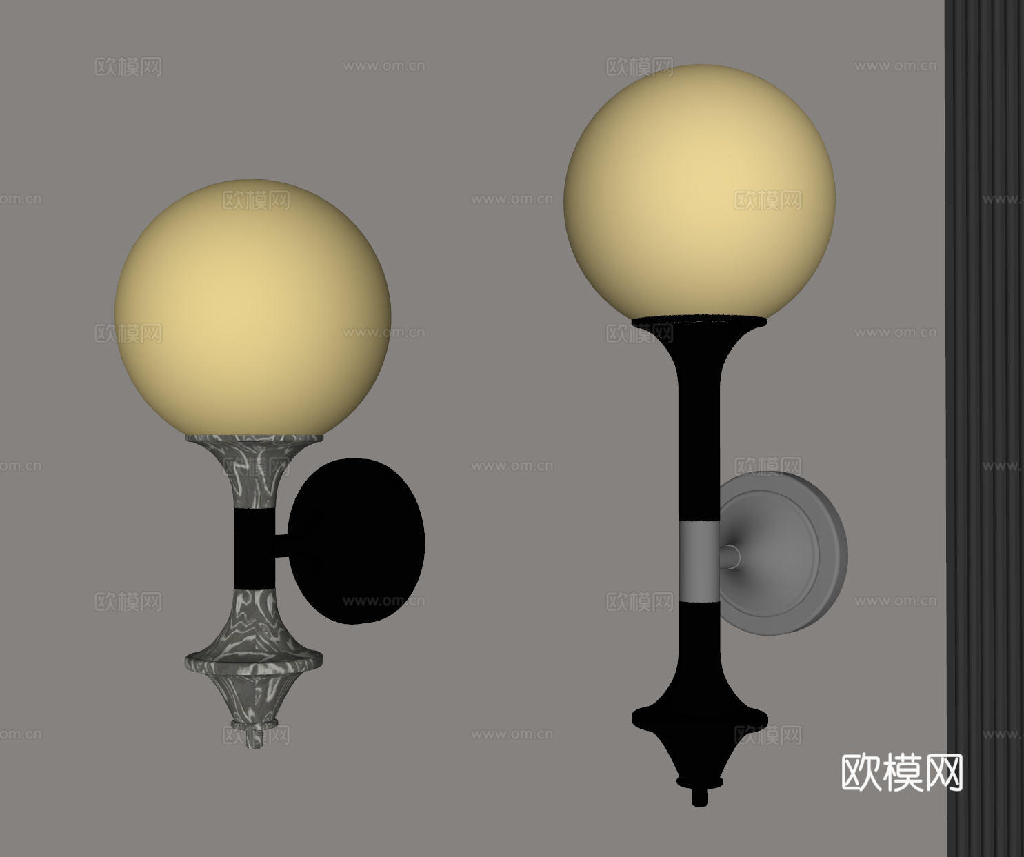 现代壁灯 球形壁灯su模型