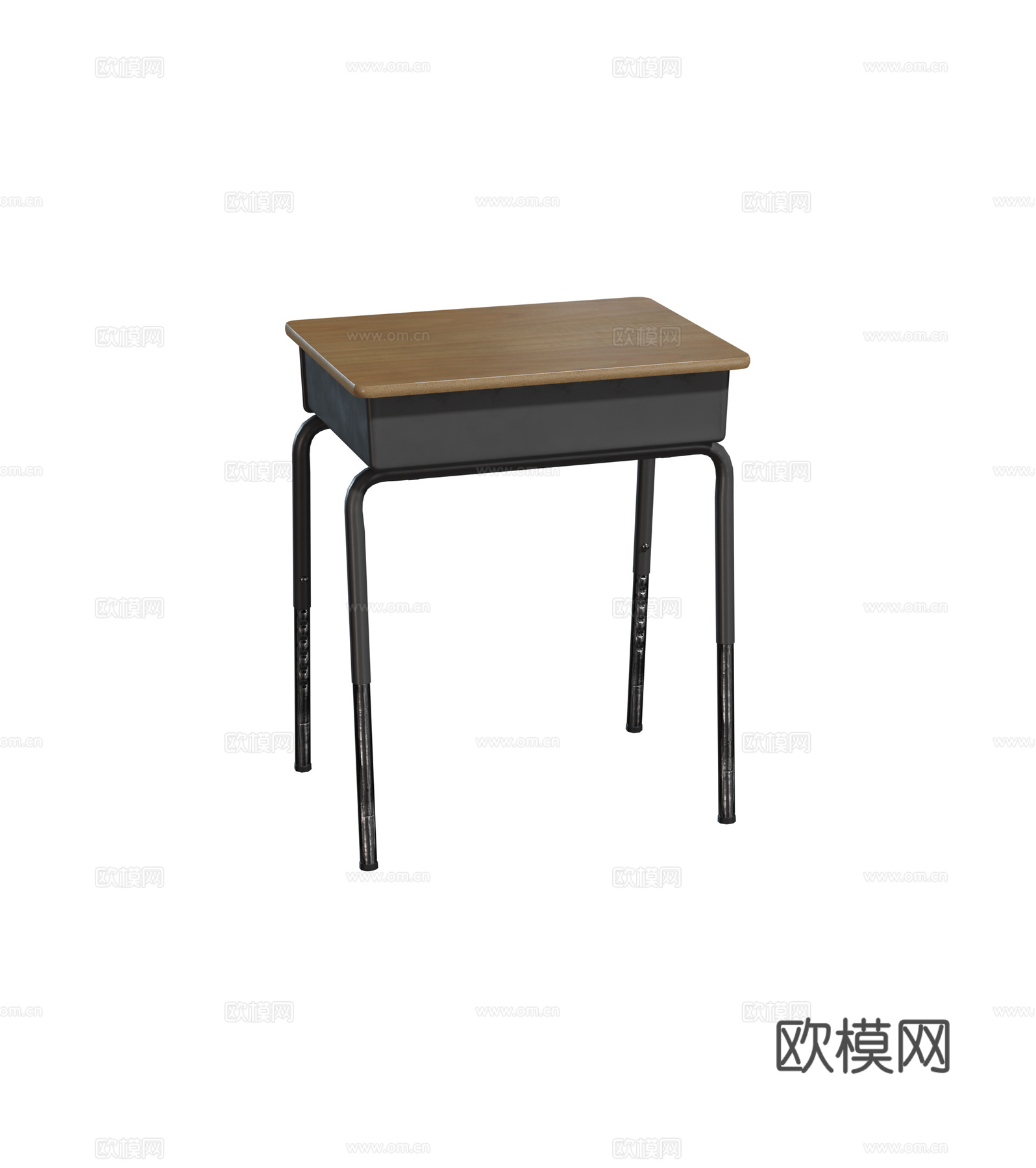 现代金属柚木课桌 学生课桌 教室课桌组合3d模型