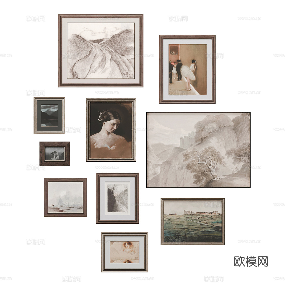 法式挂画 装饰画3d模型
