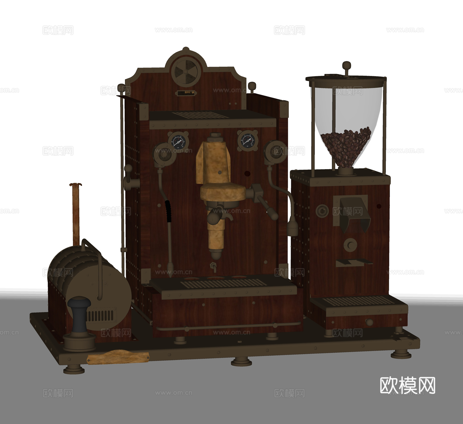 欧式咖啡机  老旧复古咖啡机su模型