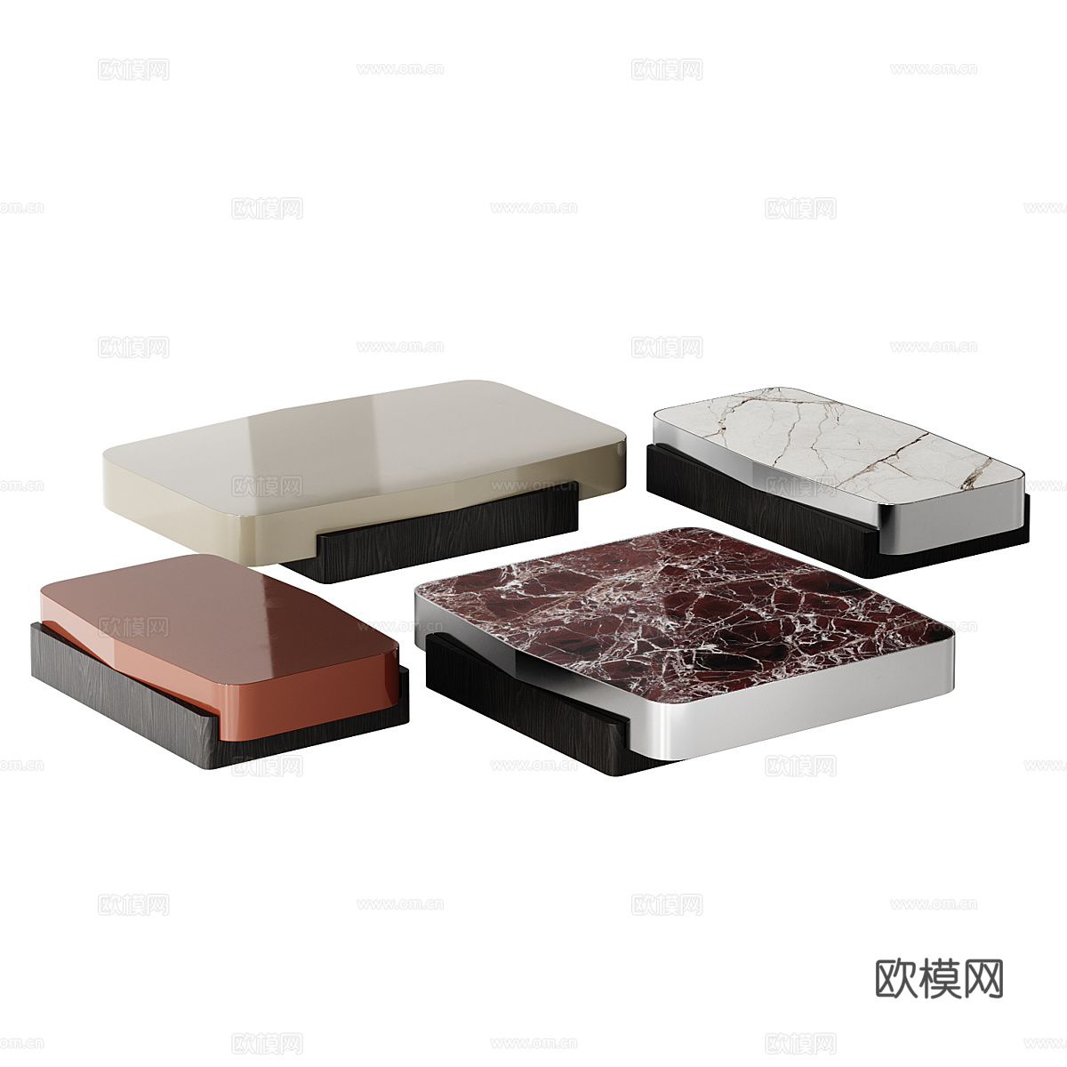 现代意式极简茶几组合3d模型