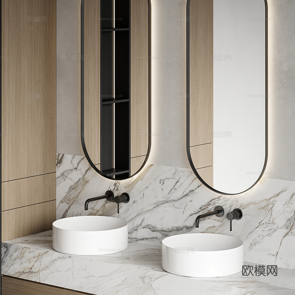 新中式双台盆浴室柜 台盆柜3d模型