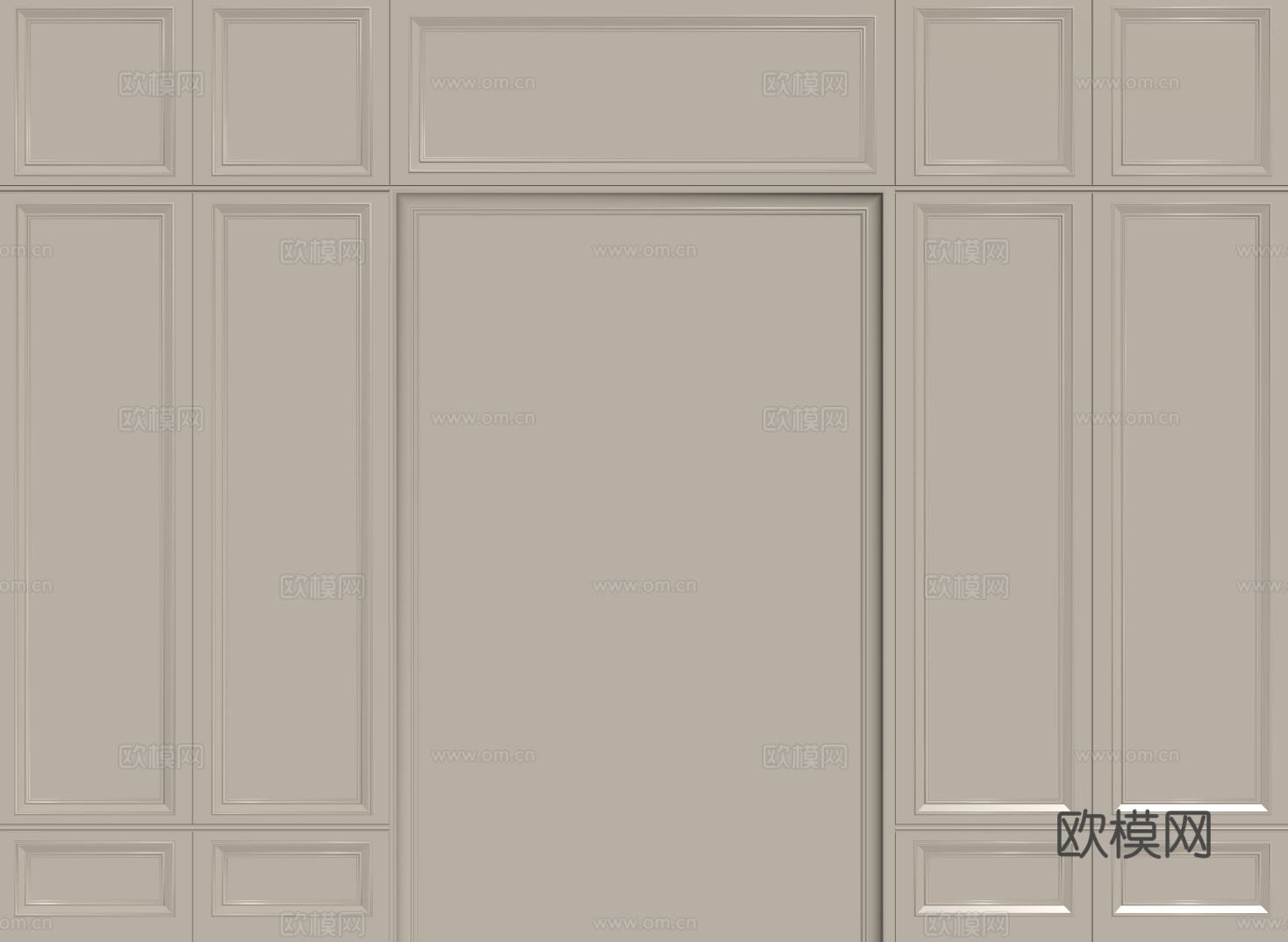 法式护墙板 PU线条 雕花线条 石膏线背景墙su模型下载（渲染图2）