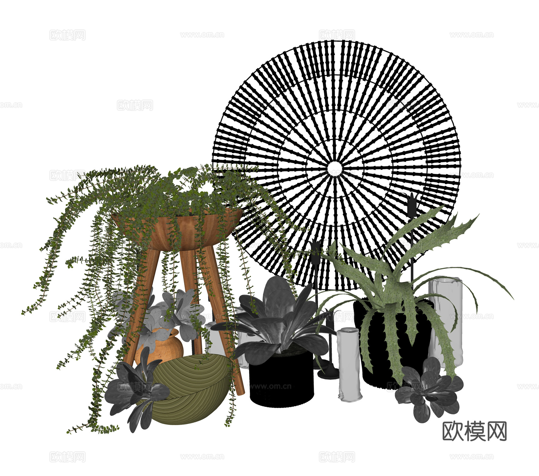 现代植物景观  室内植物造景 植物堆su模型