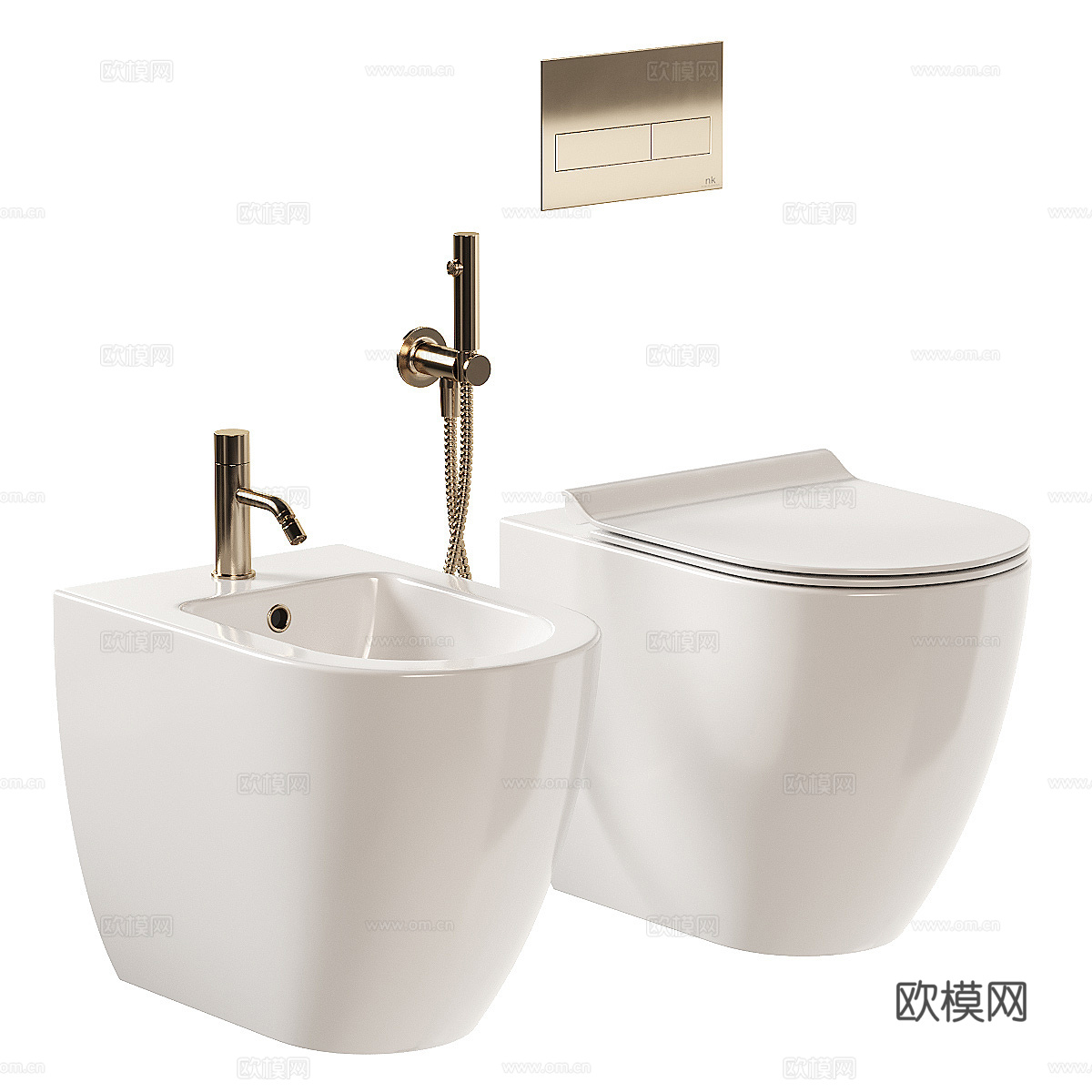 现代轻奢马桶 坐浴盆3d模型