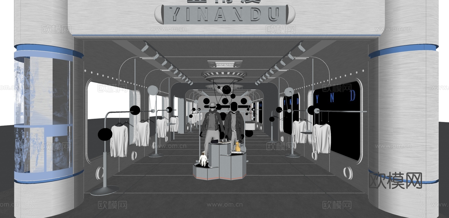 现代科技风服装店su模型下载