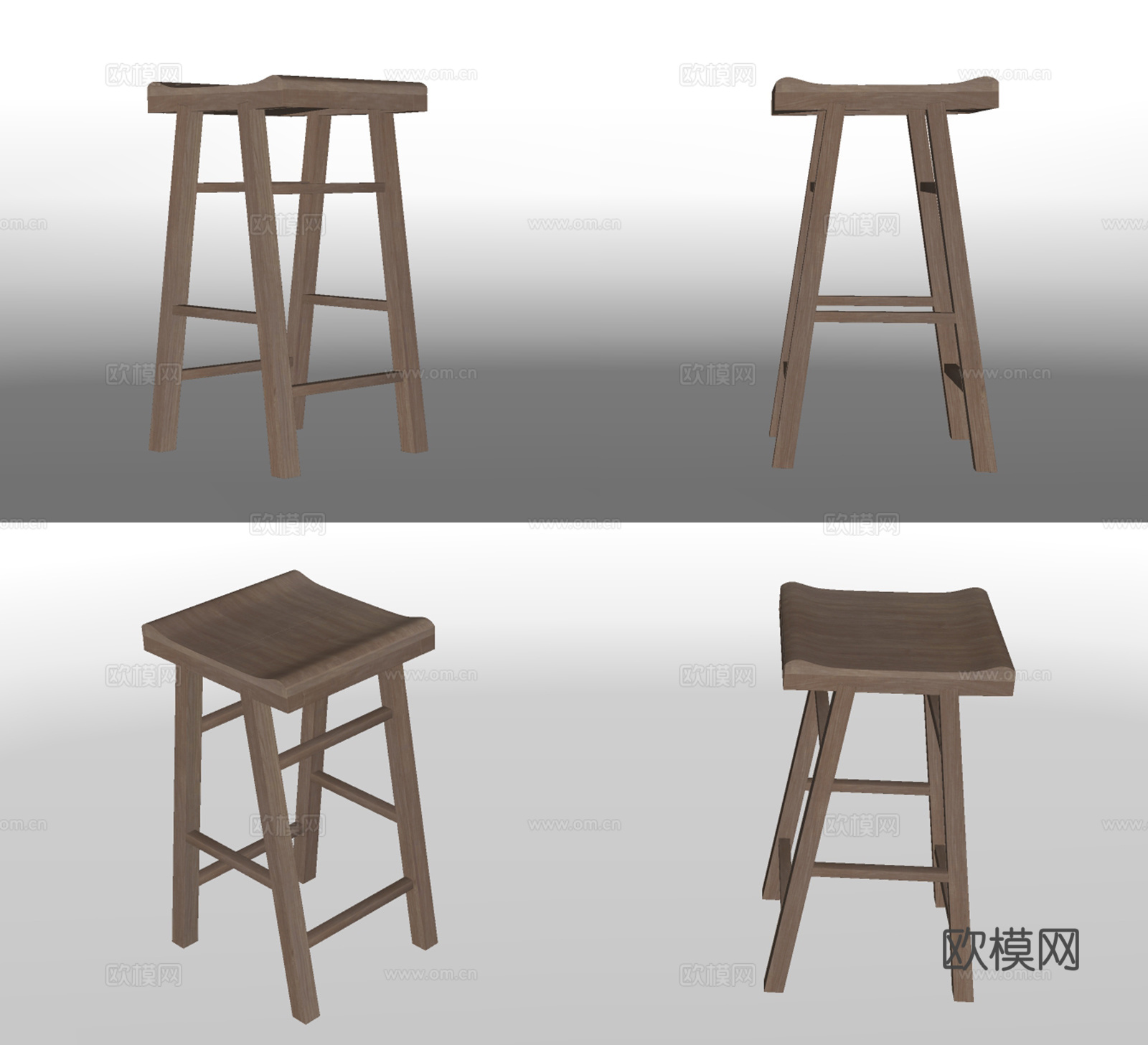 现代木质吧台椅su模型下载