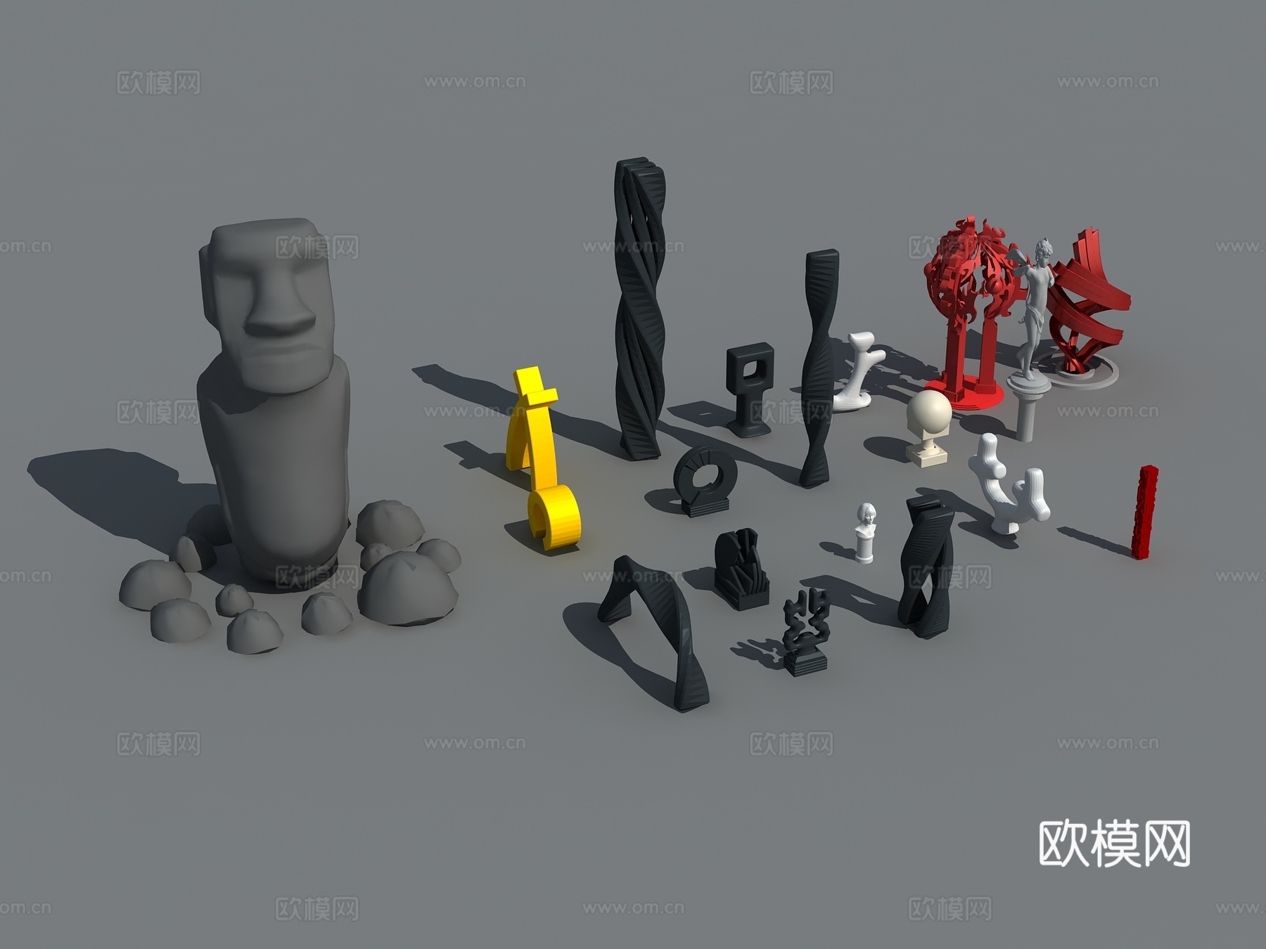 现代雕塑模型 公园模型3d模型
