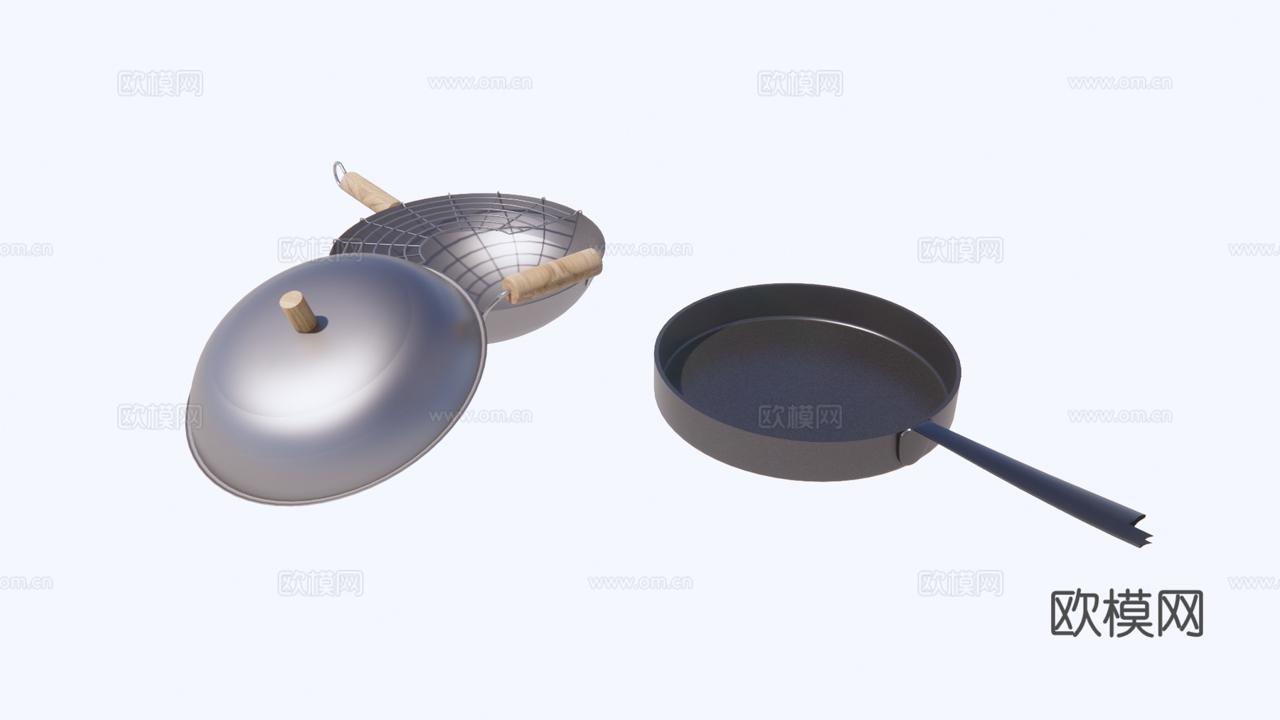 现代锅具厨房用品su模型下载