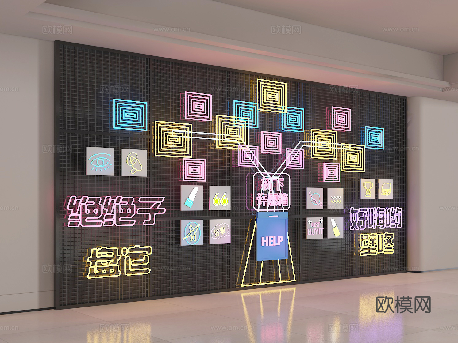 霓虹灯墙3d模型