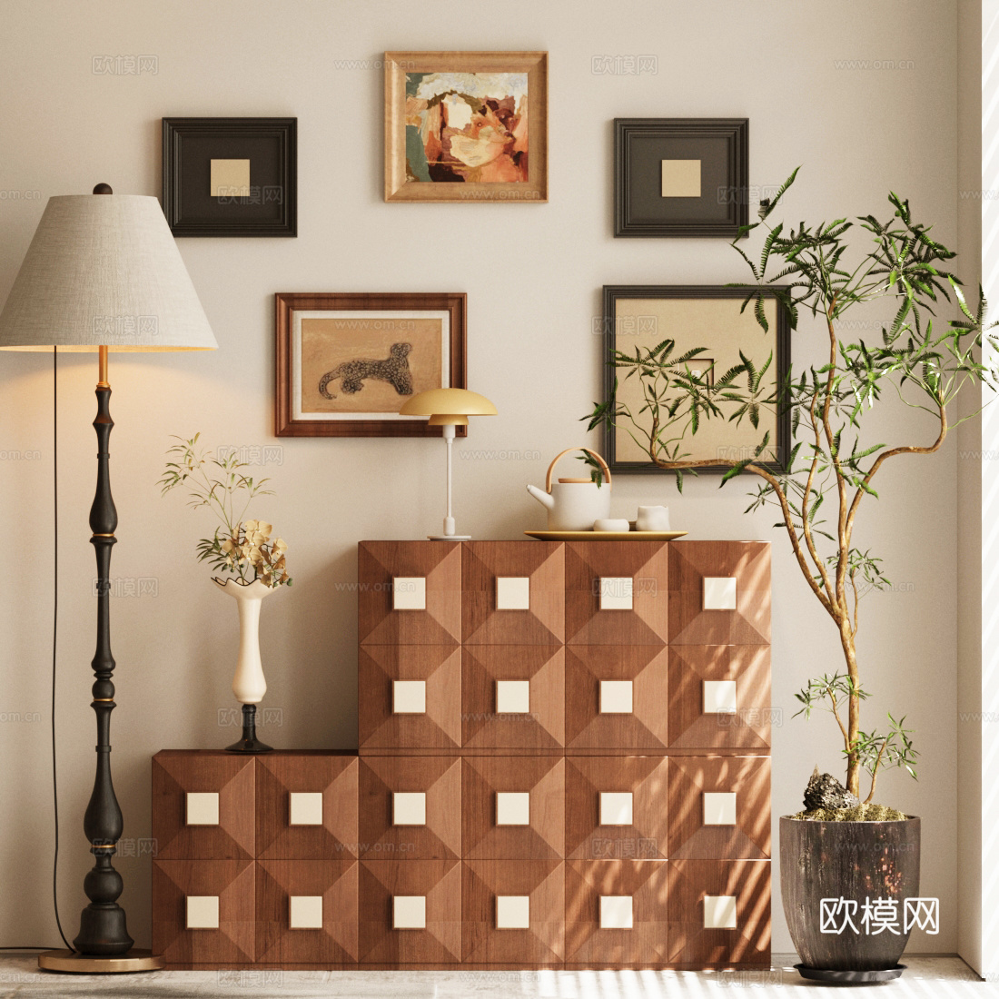 新中式禅意斗柜 新中式玄关柜 端景玄关柜 新中式装饰柜 边柜3d模型