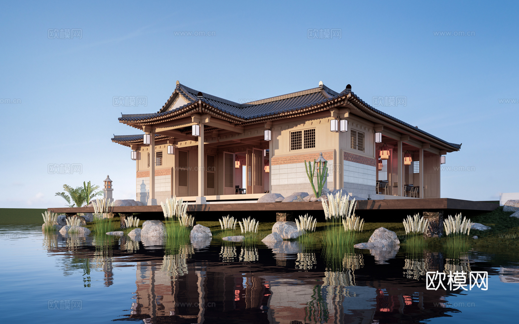 中式古建筑 中式餐饮建筑 中式四合院建筑su模型su模型