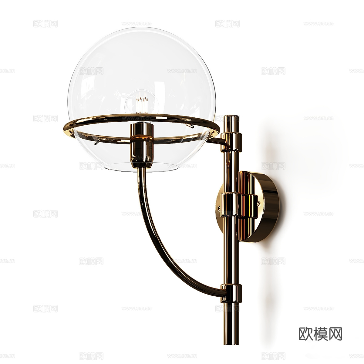 现代轻奢极简球形玻璃金属吊灯3d模型
