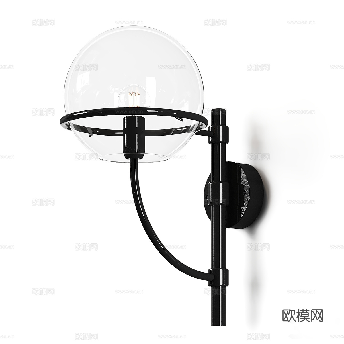 现代轻奢极简球形玻璃金属吊灯3d模型