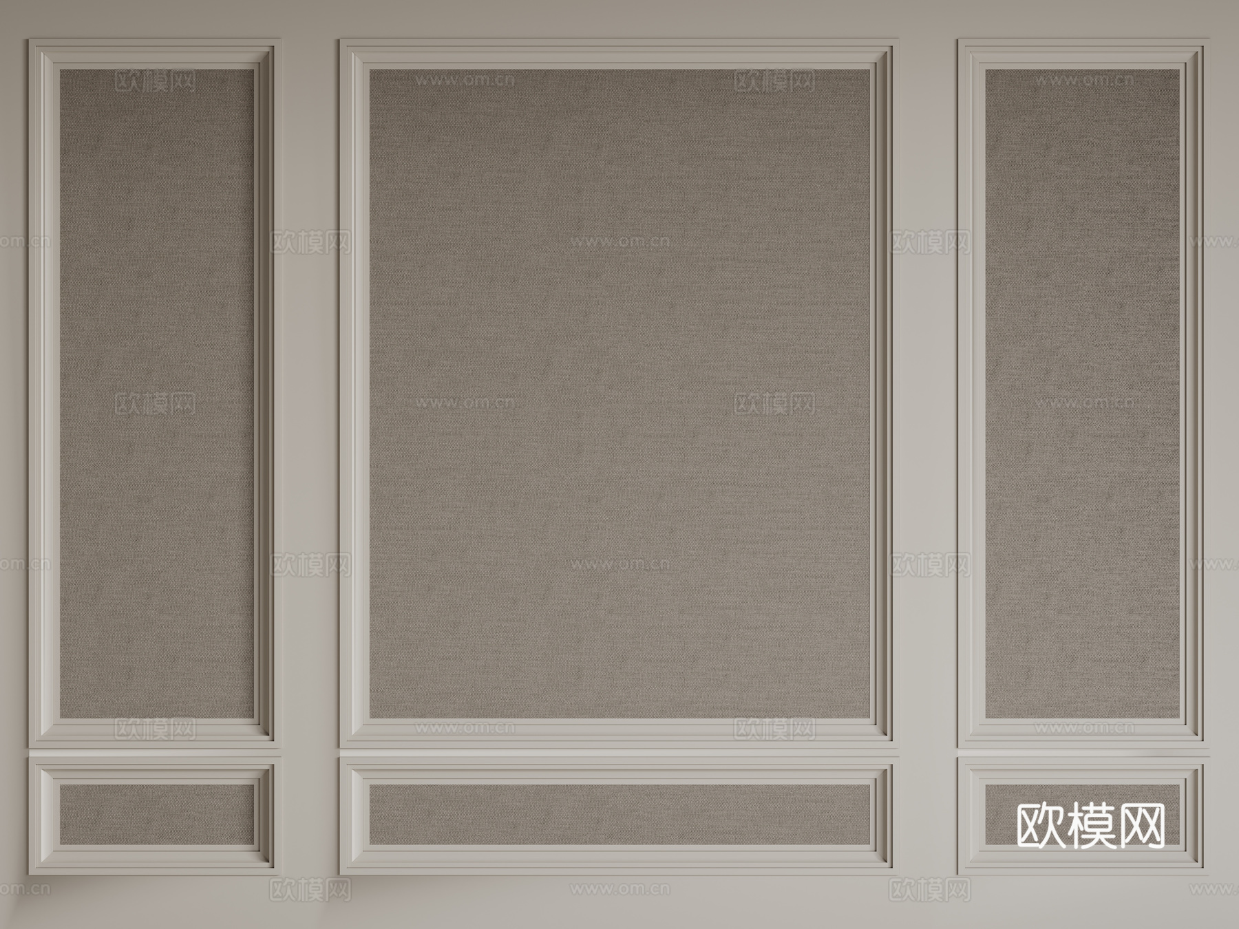 法式石膏线条 床头背景墙 电视背景墙 雕花线条 PU线条su模型下载（渲染图1）