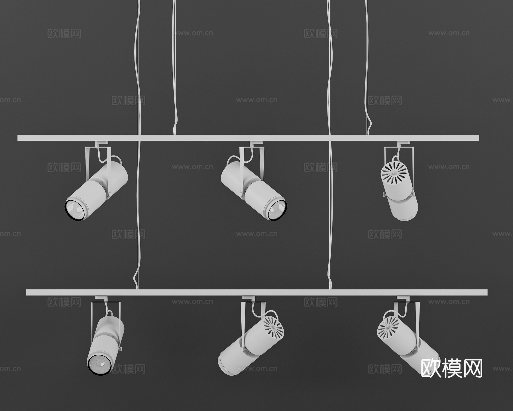 现代轨道灯筒灯射灯su模型下载