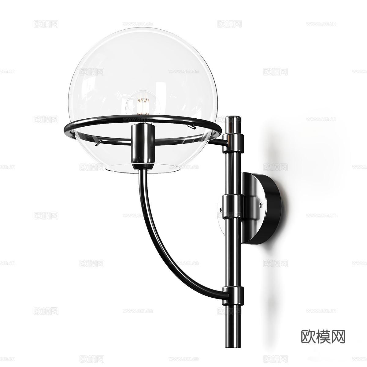 现代轻奢极简球形玻璃金属吊灯3d模型