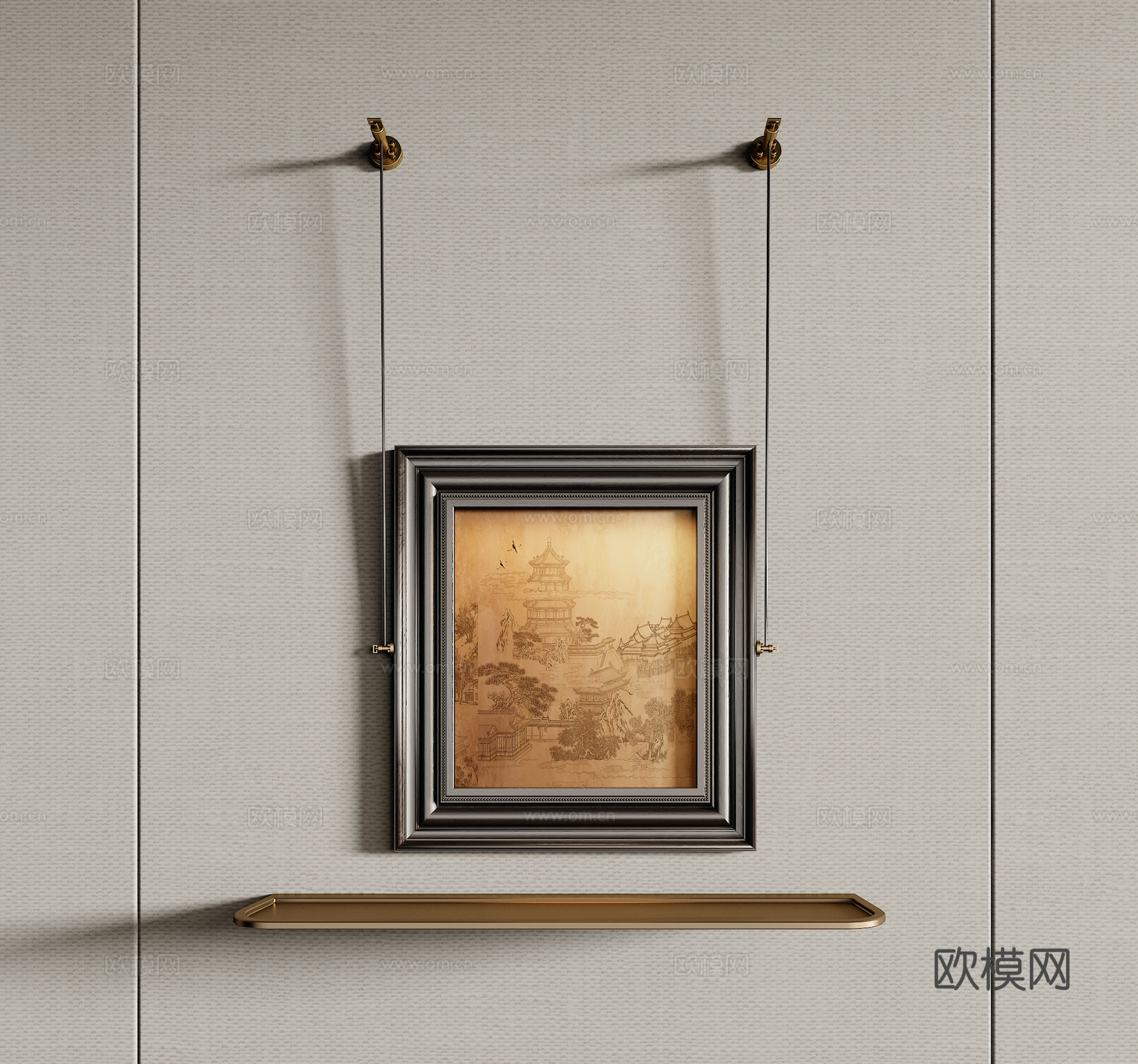 现代复古抽象挂画 装饰画组合 高级挂画 挂画组合3d模型