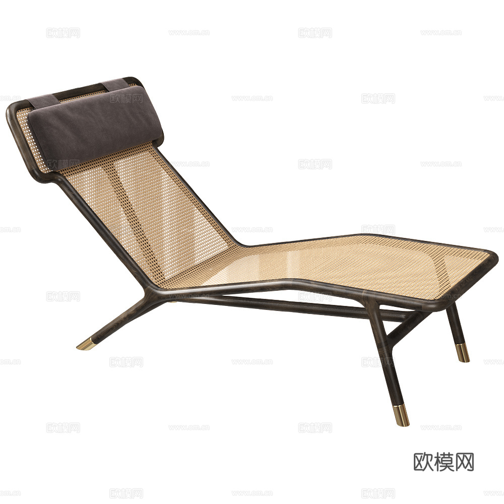 新中式藤编躺椅3d模型