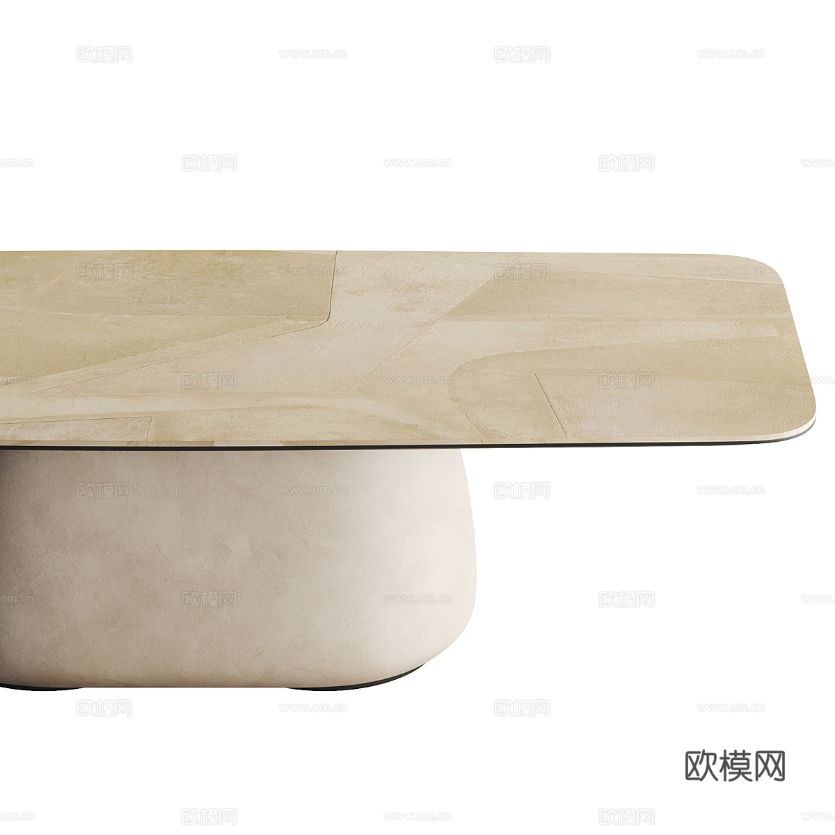 现代意式轻奢椭圆餐桌椅组合3d模型