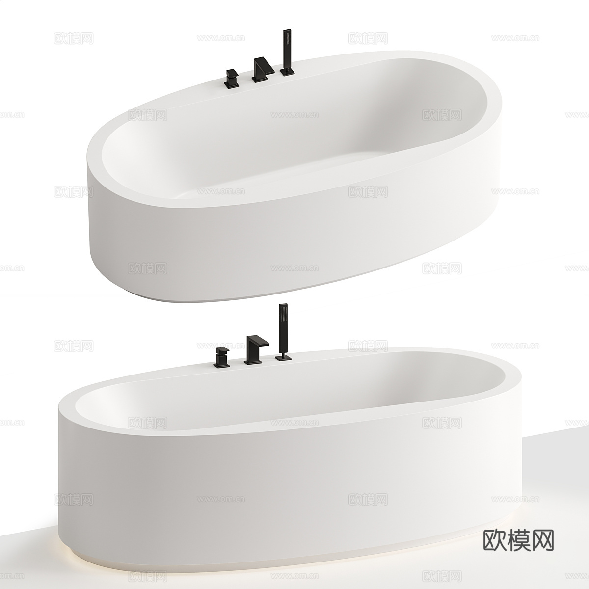 现代意式独立式椭圆浴缸3d模型