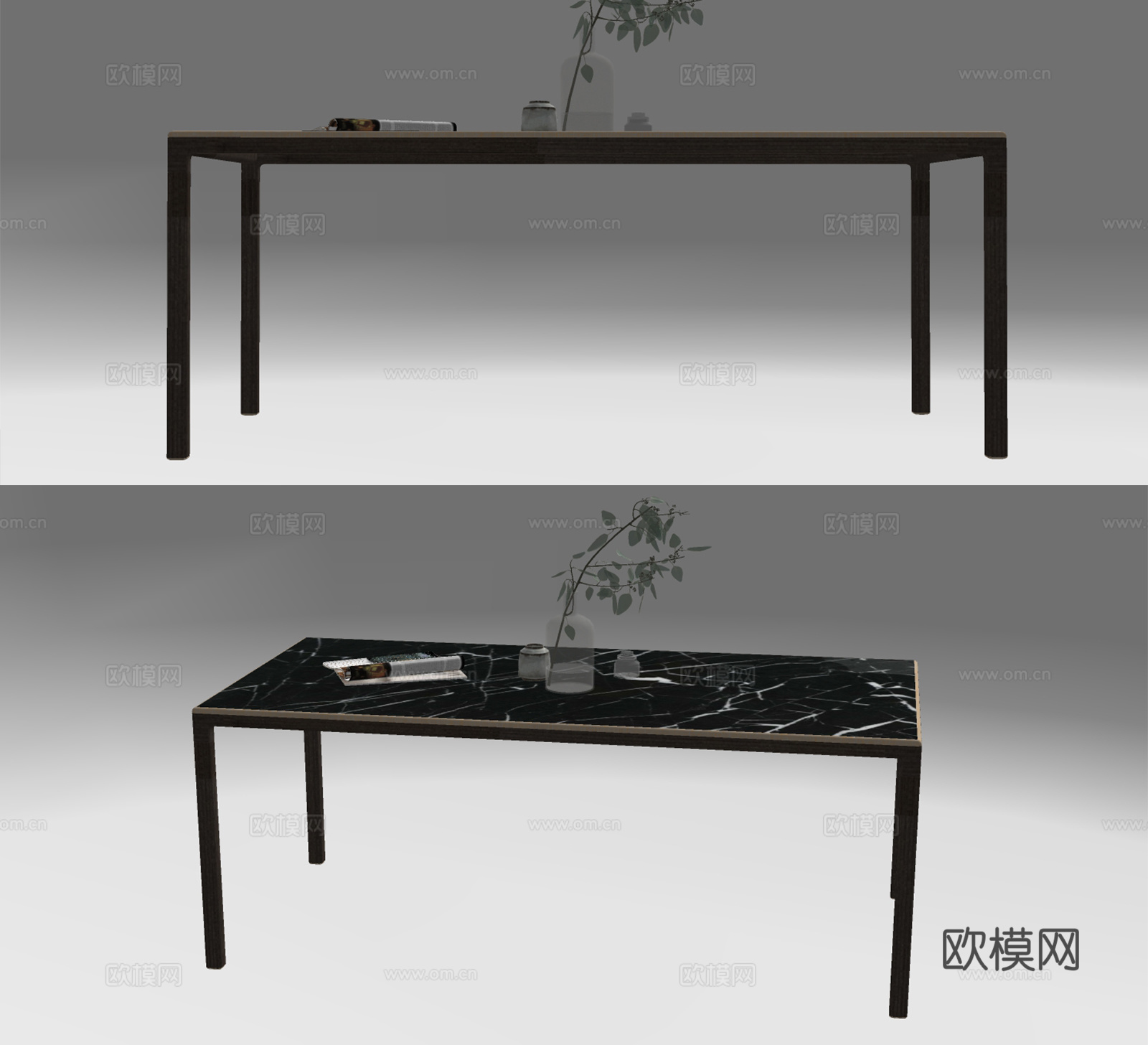 现代大理石餐桌su模型下载