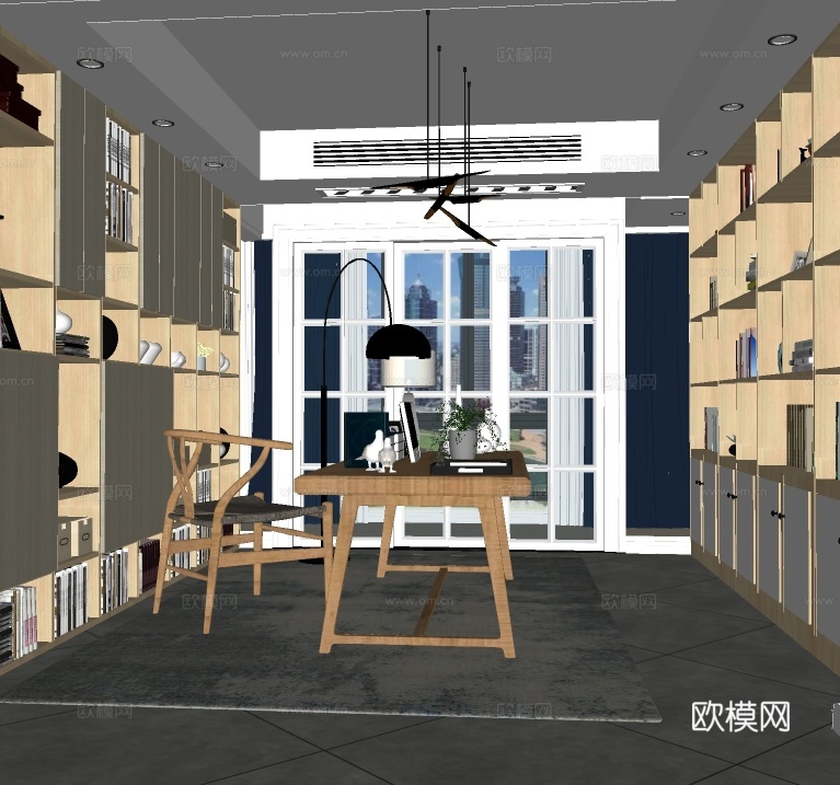 北欧书房su模型下载