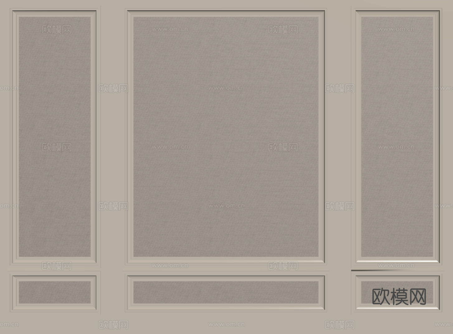 法式石膏线条 床头背景墙 电视背景墙 雕花线条 PU线条su模型下载（渲染图2）