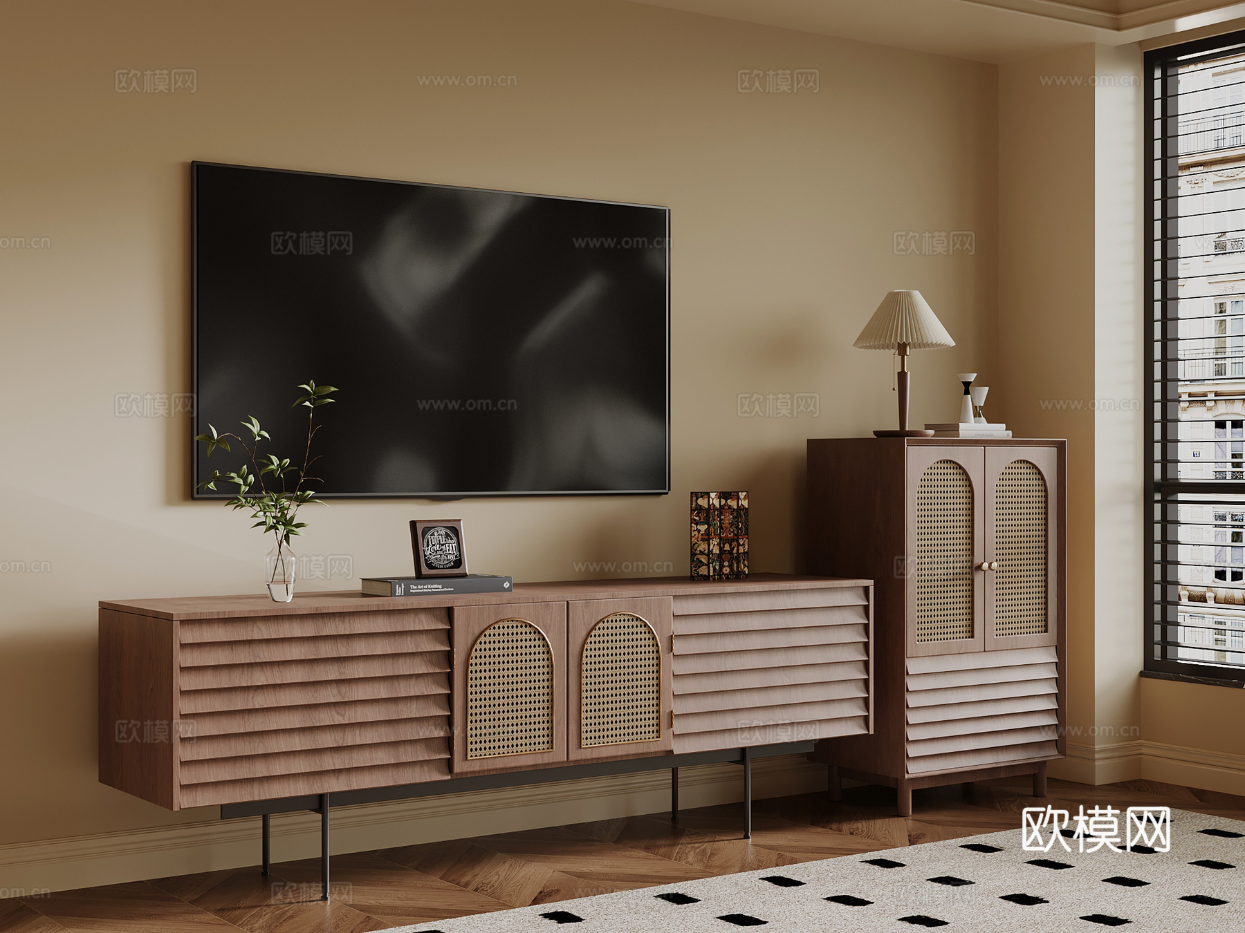 中古风电视柜3d模型下载