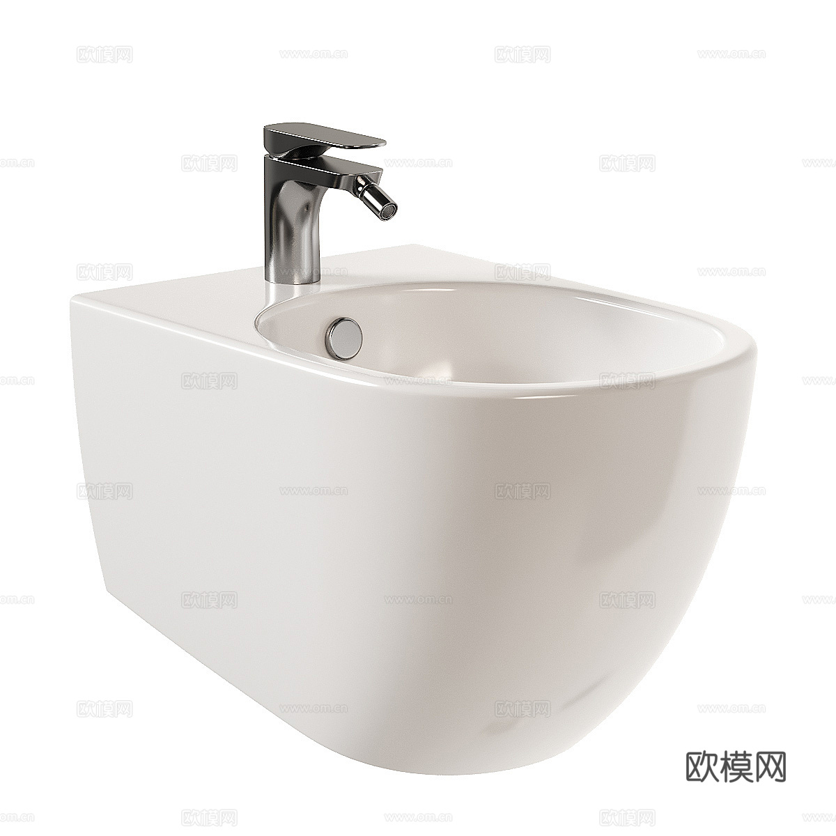 现代奶油风壁挂式马桶 坐浴盆3d模型