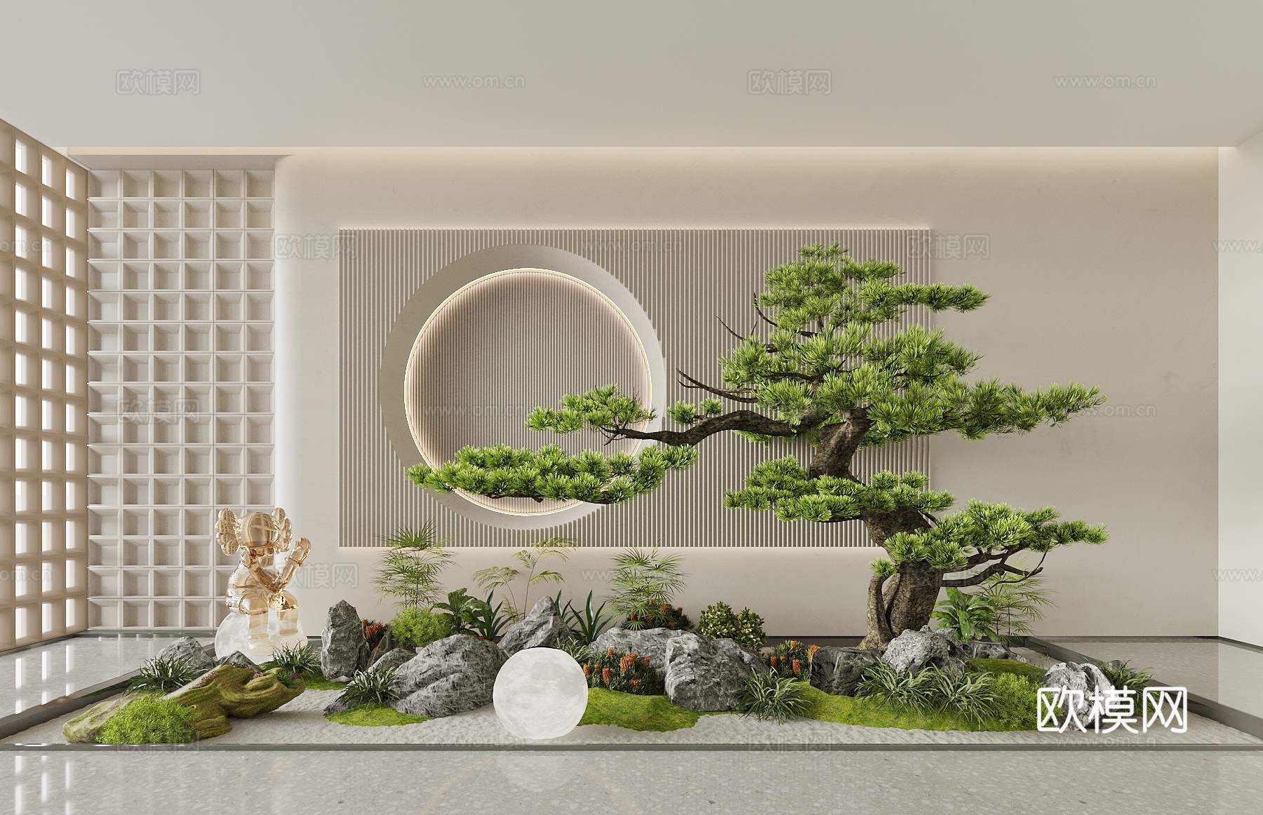 新中式中式景观 园林景观造景 景观小品 庭院景观 景观石3d模型