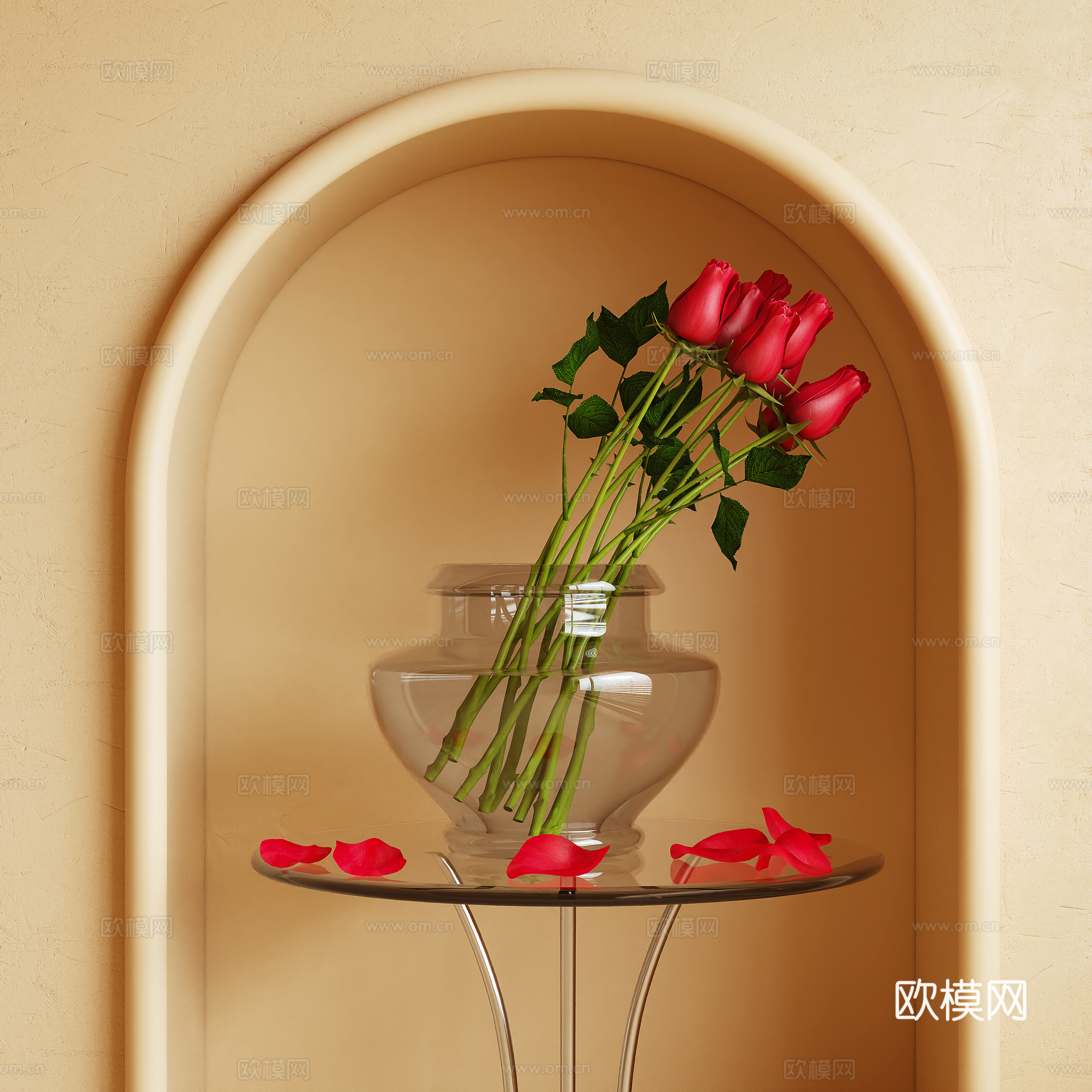 花卉 插花 玫瑰花3d模型