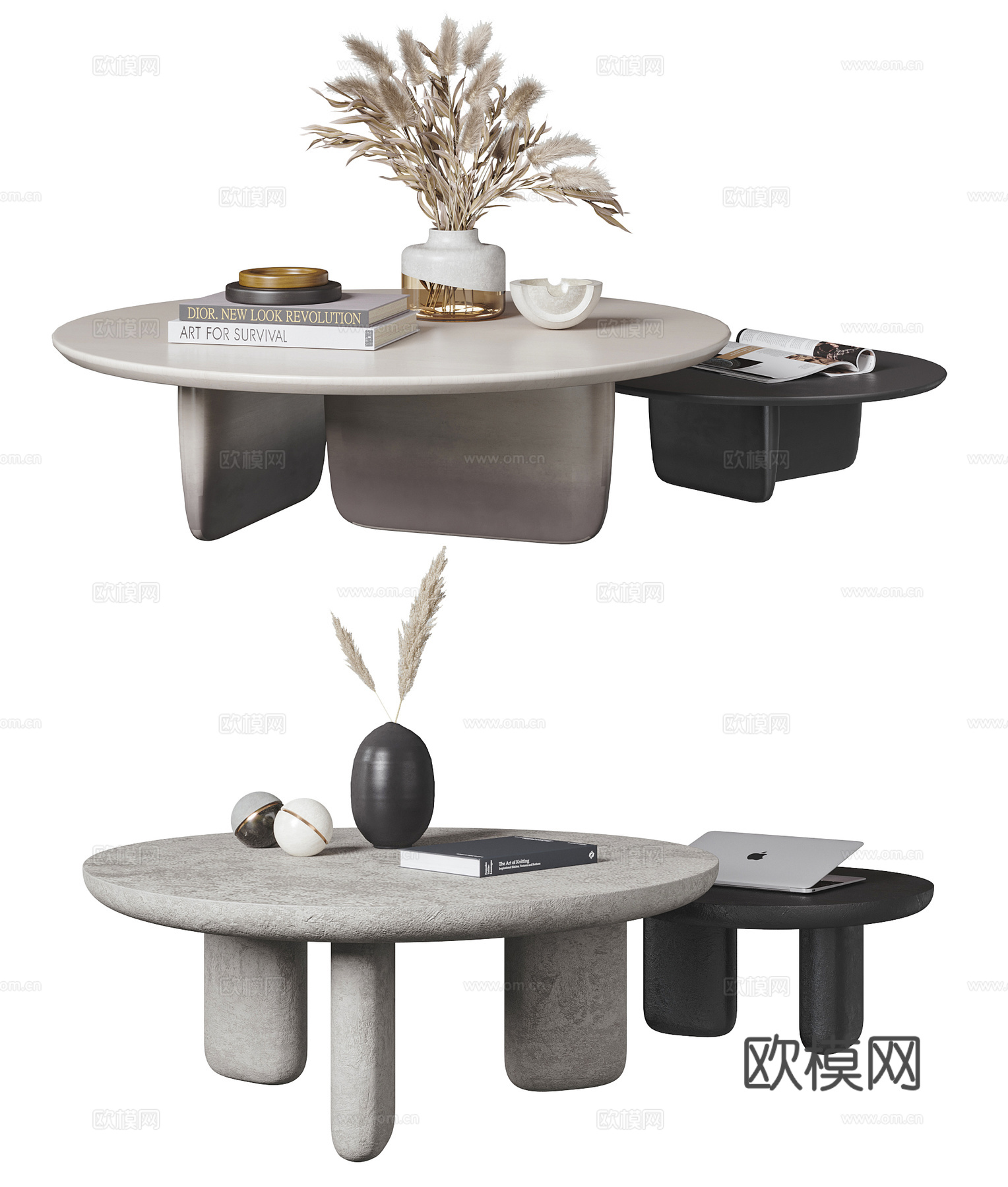 现代茶几 茶几摆件 圆形茶几3d模型