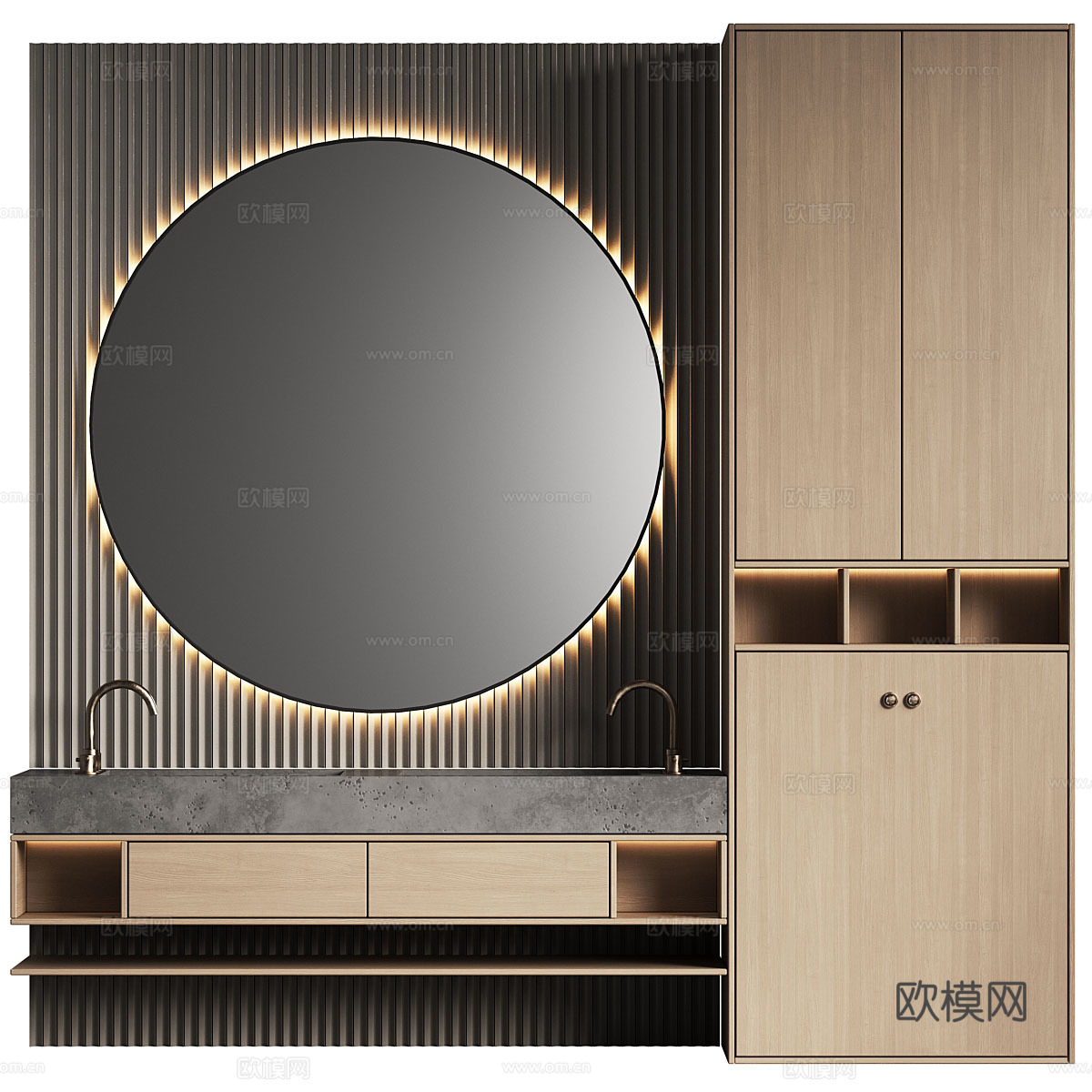 新中式双台盆浴室柜 台盆柜3d模型