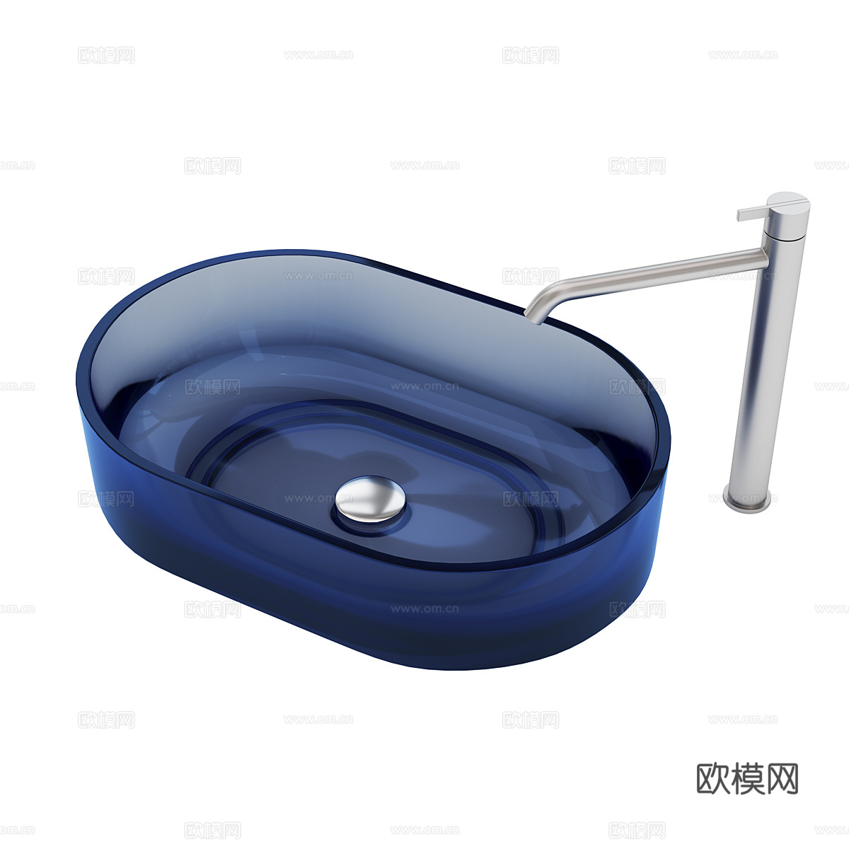 现代意式玻璃台盆 洗手盆 面盆3d模型
