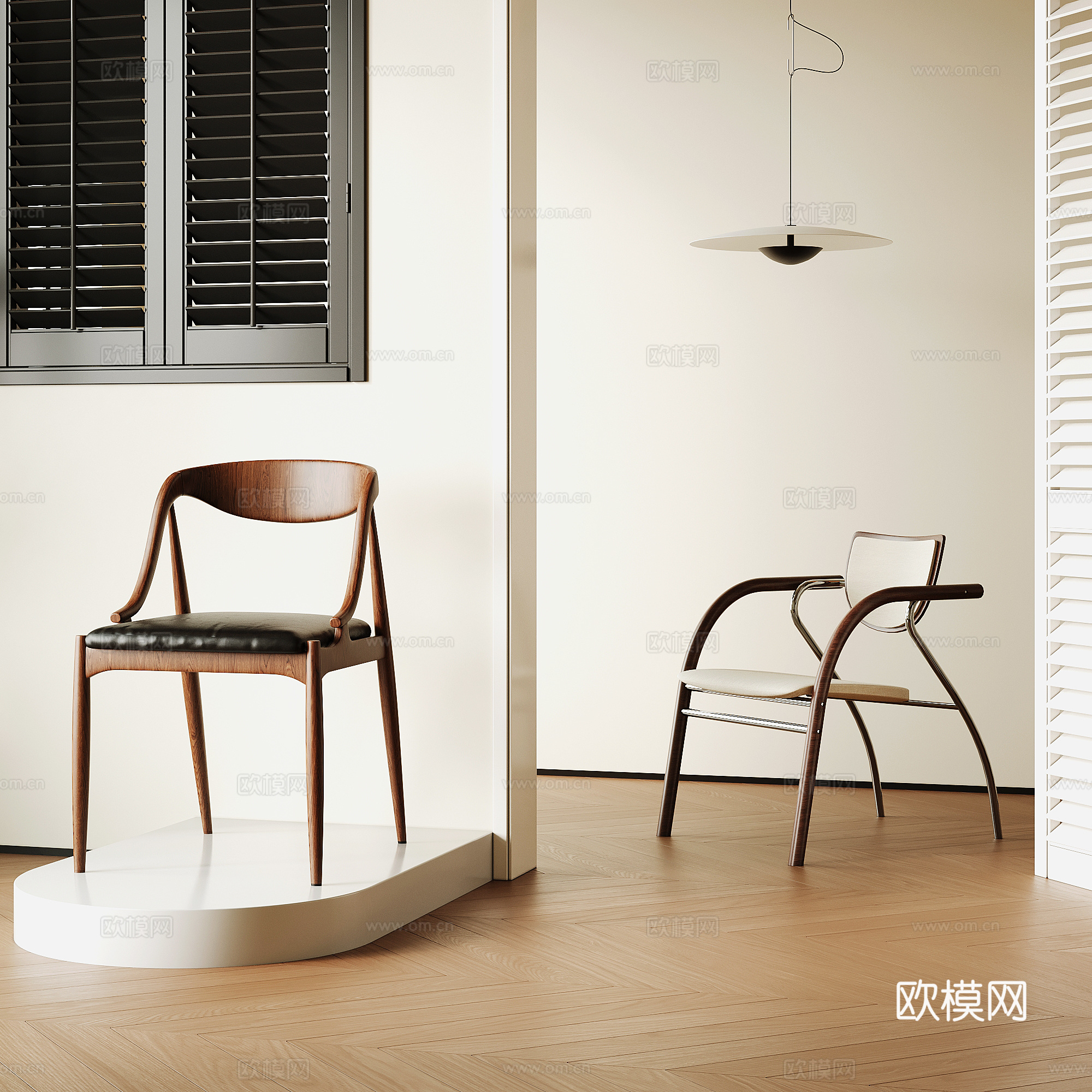 中古风餐椅 写字椅 休闲椅3d模型