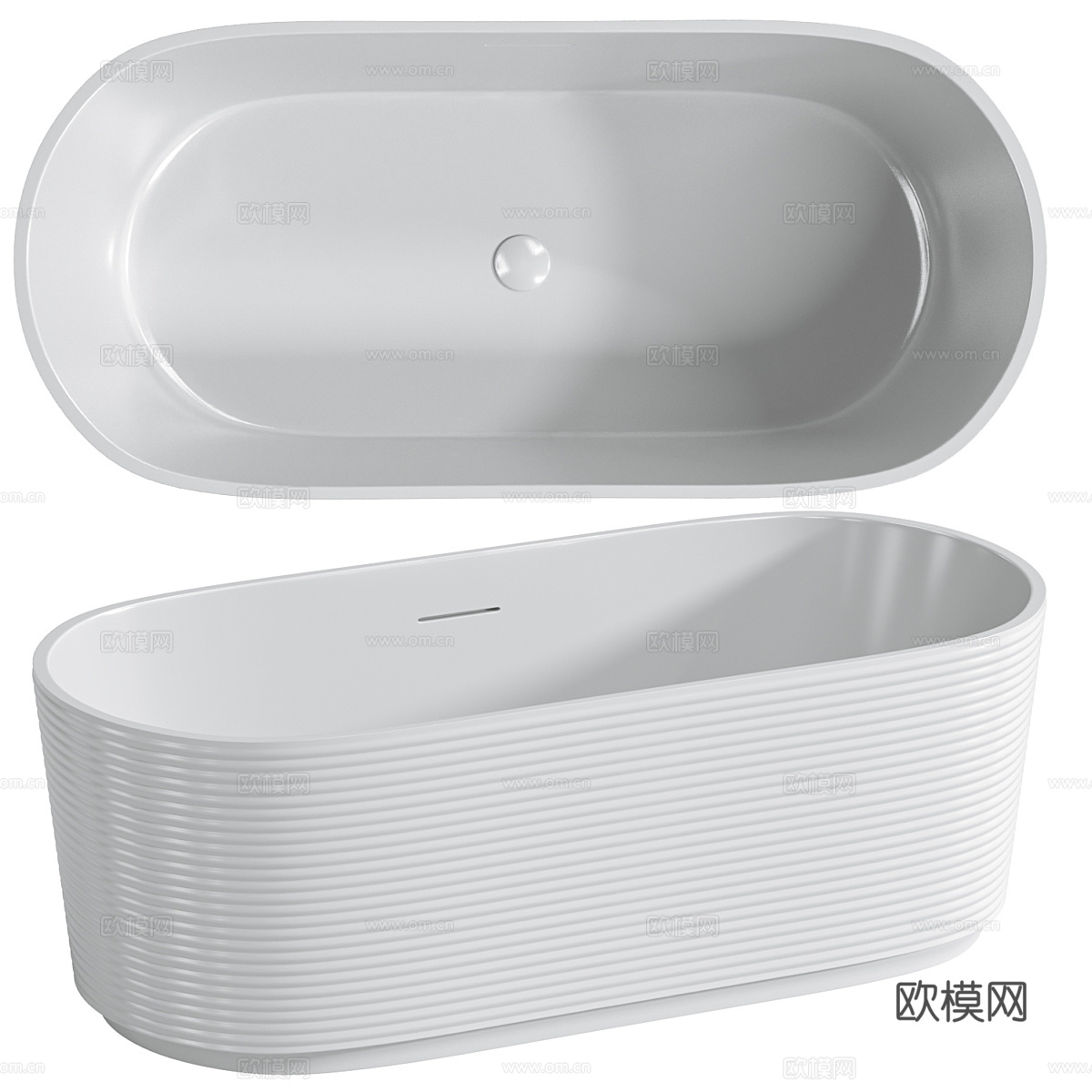 现代意式亚克力螺纹椭圆浴缸3d模型
