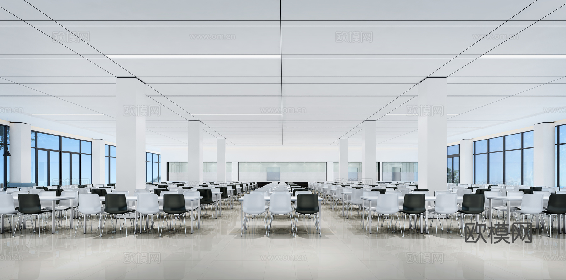 现代公司员工餐厅3d模型