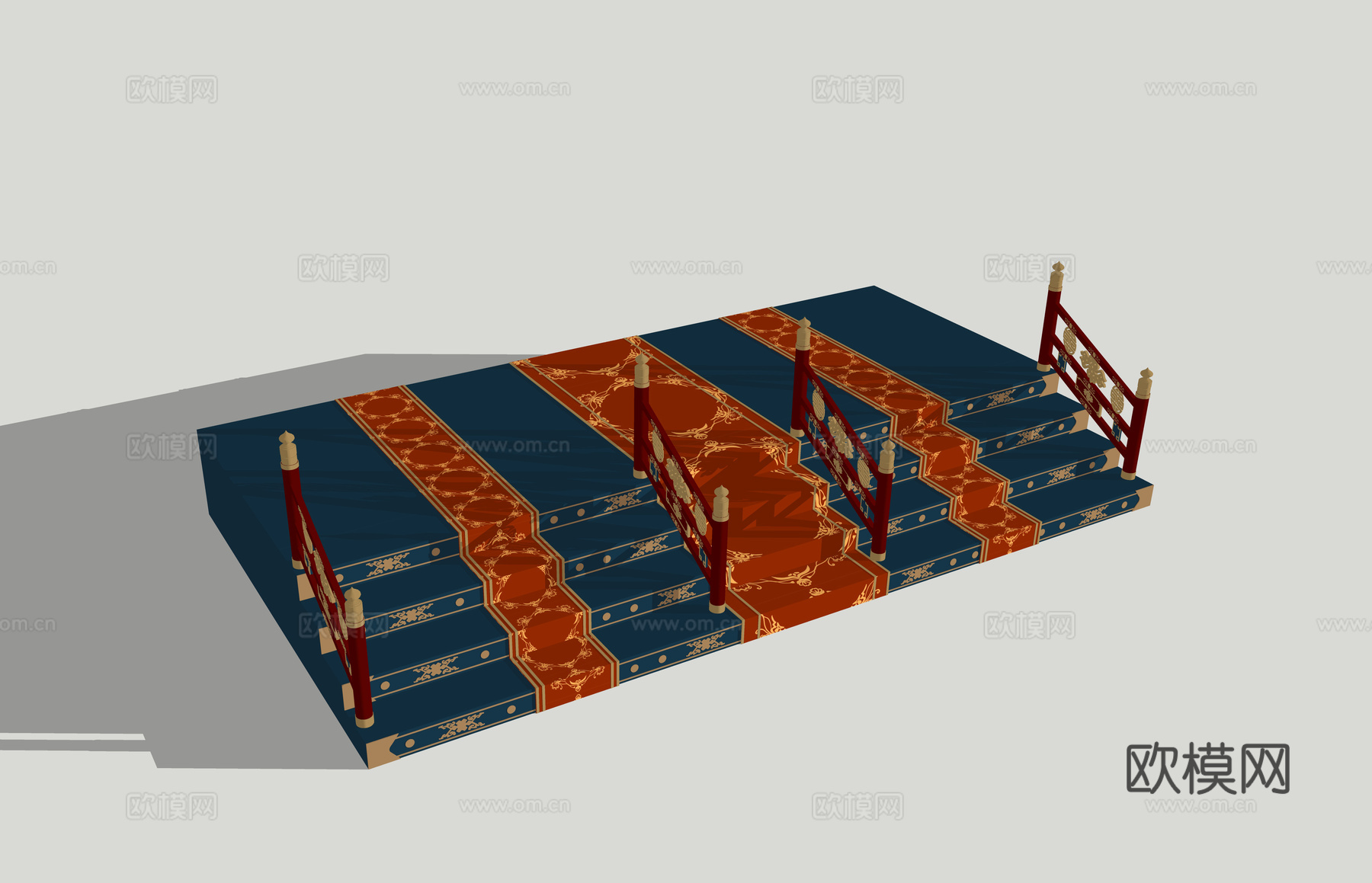 新中式影视道具 台阶美陈打卡 国潮阶梯 景区美陈 户外装饰3d模型