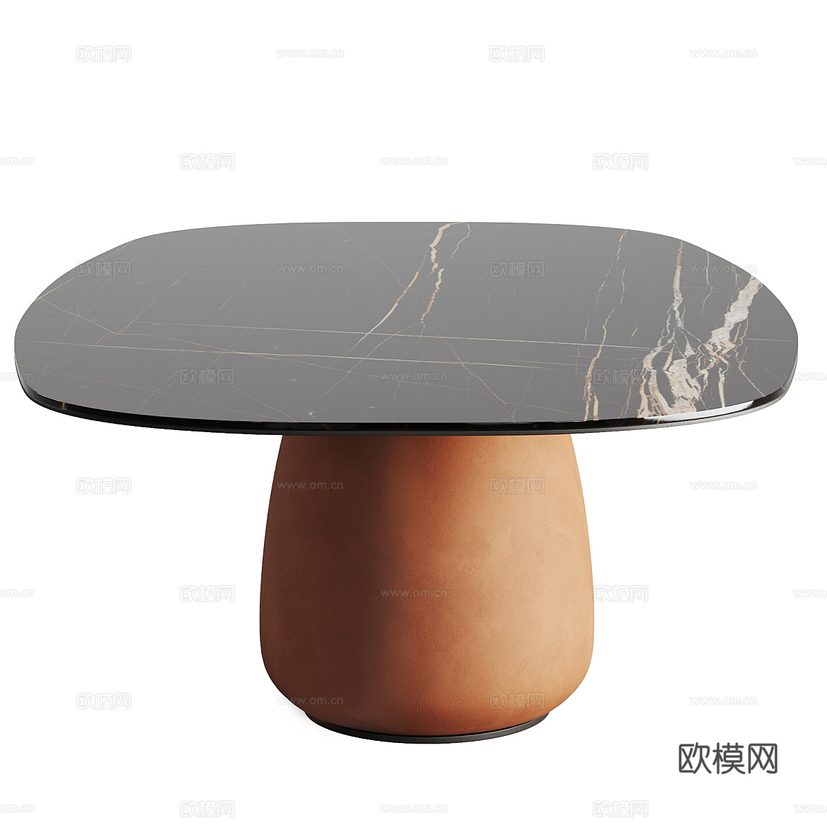 现代意式轻奢椭圆餐桌椅组合3d模型
