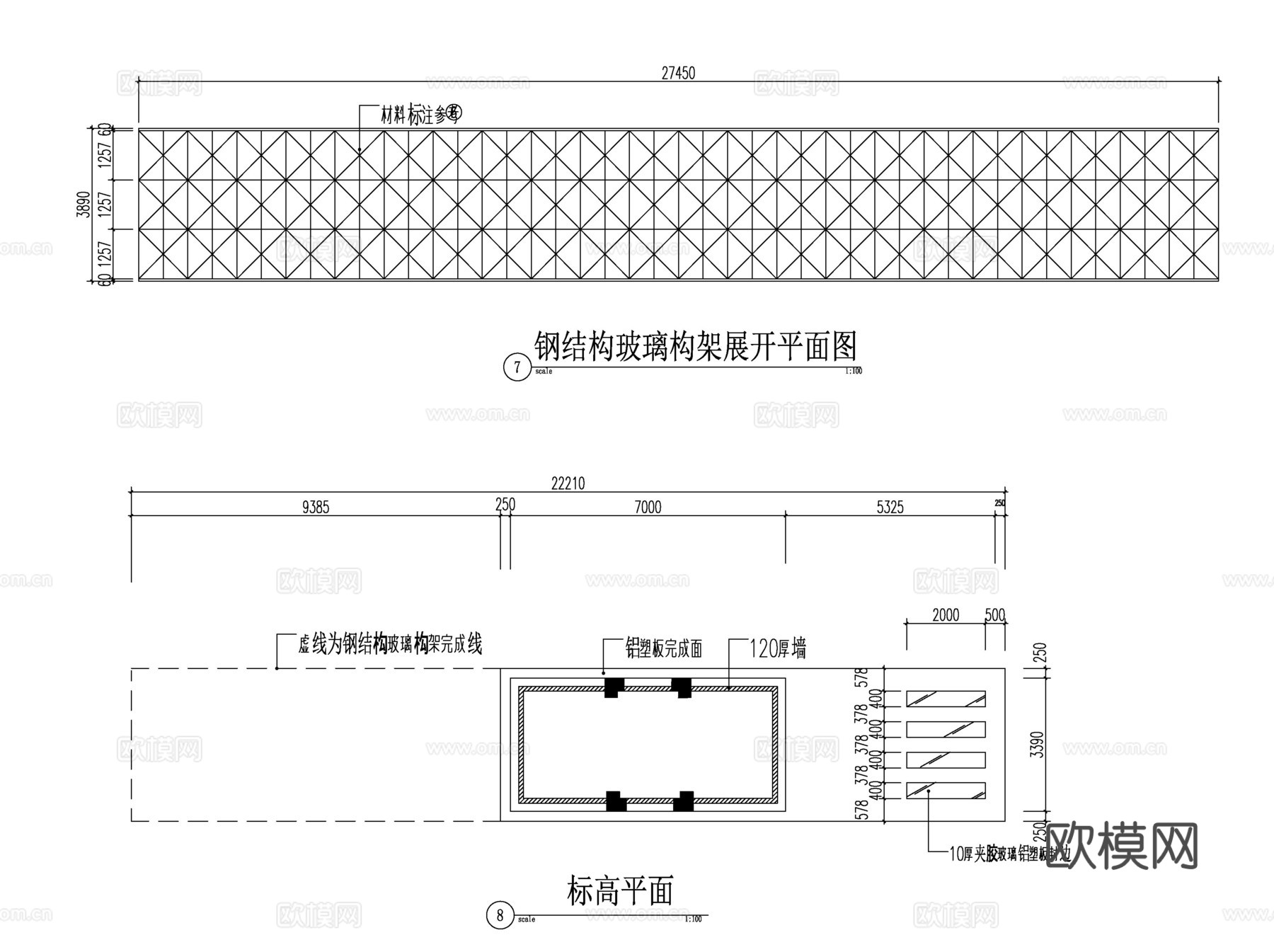 保安亭入口大样cad施工图