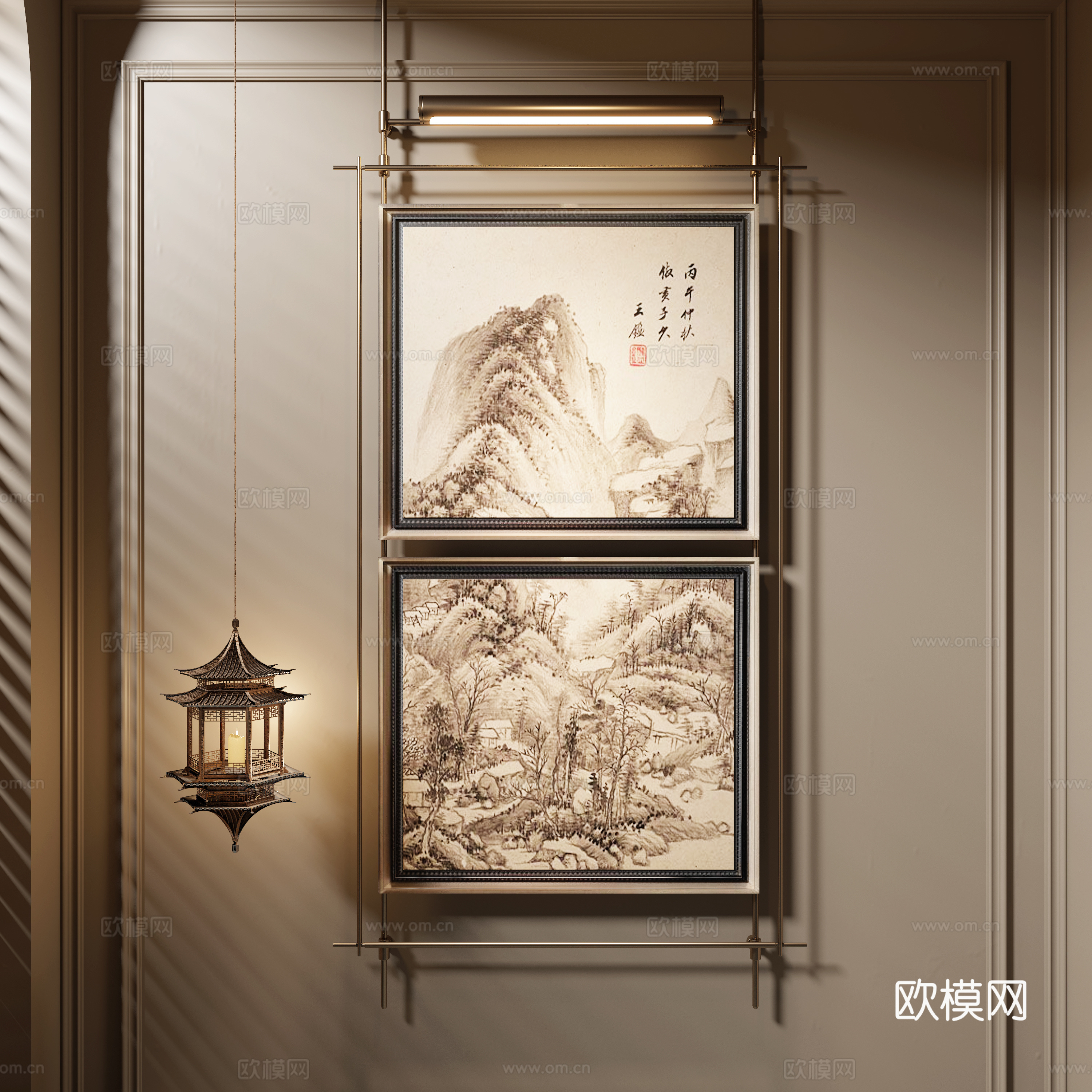 新中式挂画免费3d模型