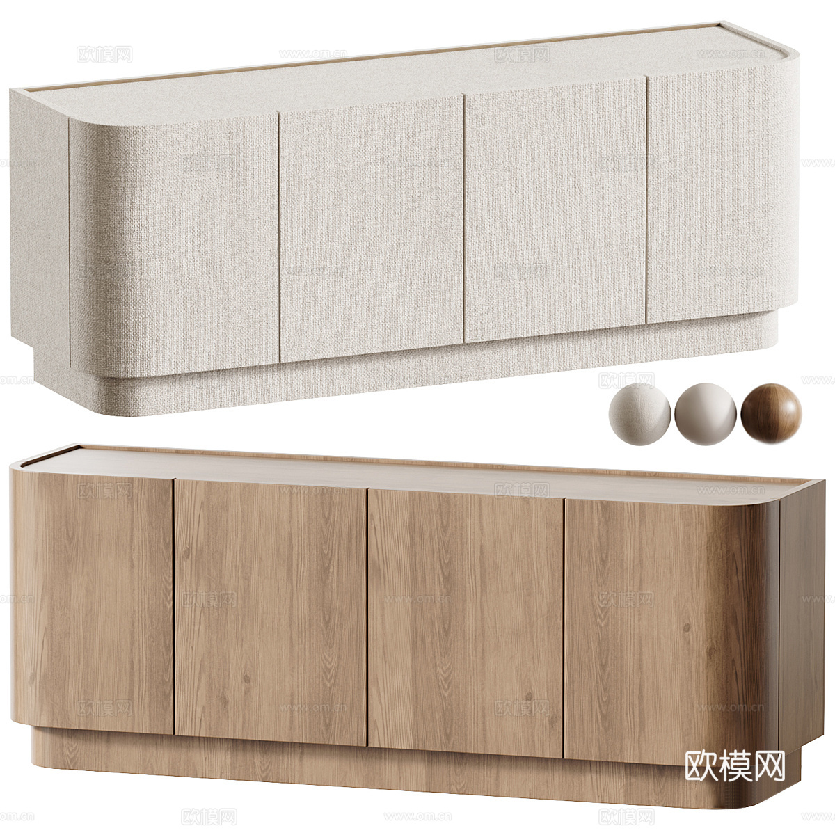 现代意式奶油风电视柜 边柜3d模型