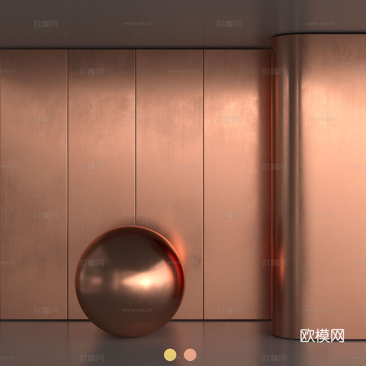 现代金属 黄铜材质3d模型
