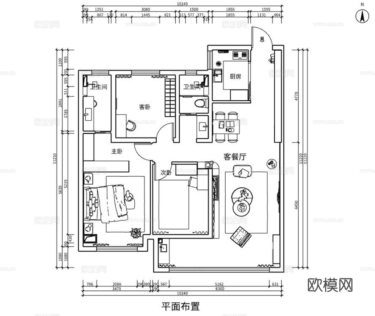家装平面图施工图cad施工图