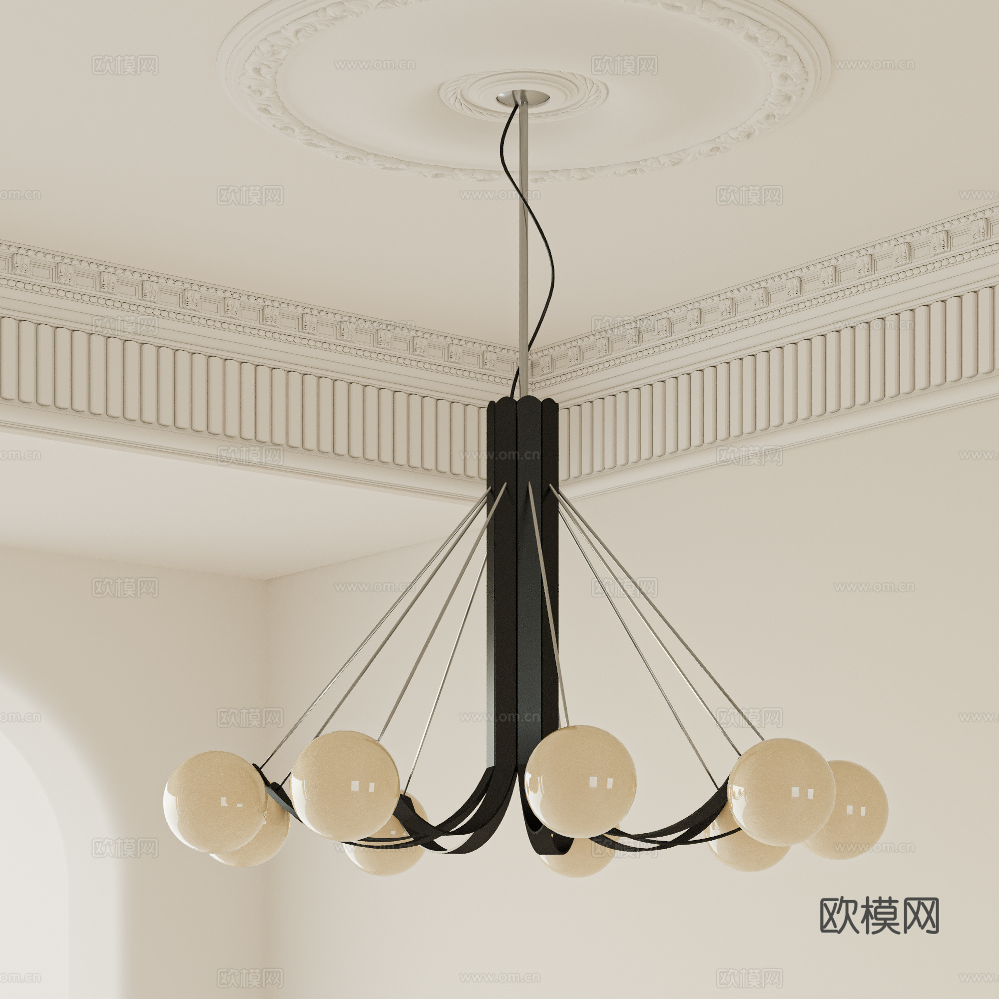 法式中古风吊灯 多头吊灯 金属吊灯su模型