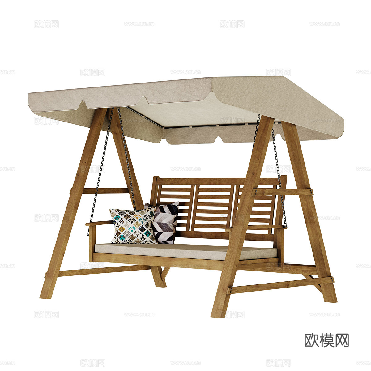 新中式户外秋千椅3d模型