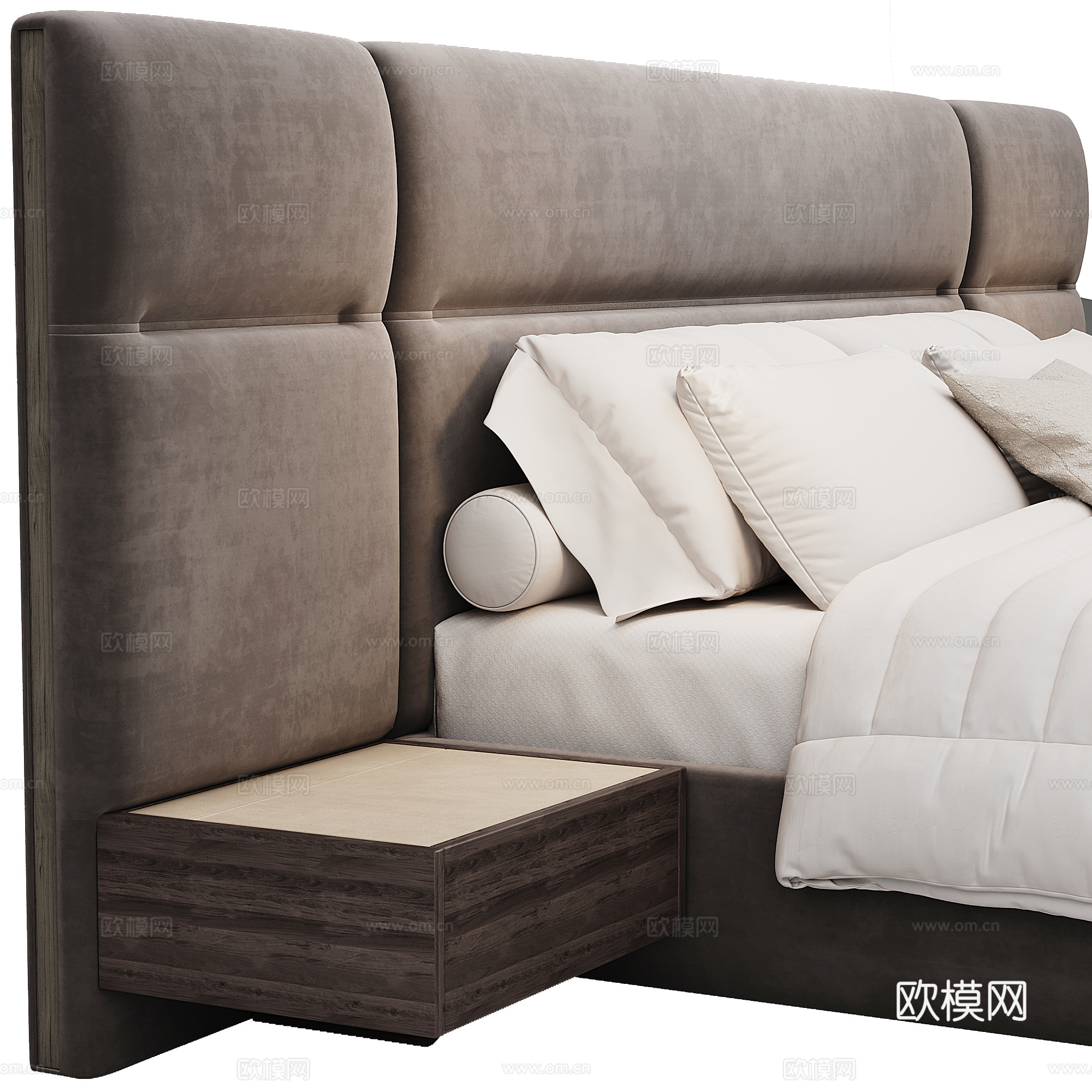 软床 布艺 双人床 床品 抱枕3d模型