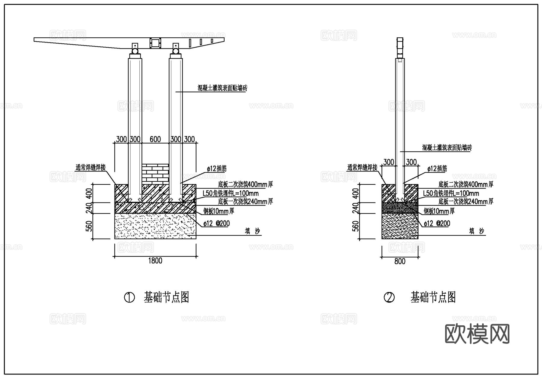 河畔连廊施工大样图cad施工图